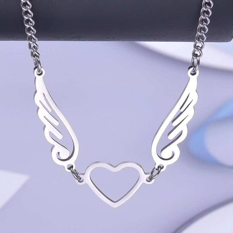 Jewelry Heart Angel Wing Pendant Necklaces Size ONE SIZE - 3 Thumbnail
