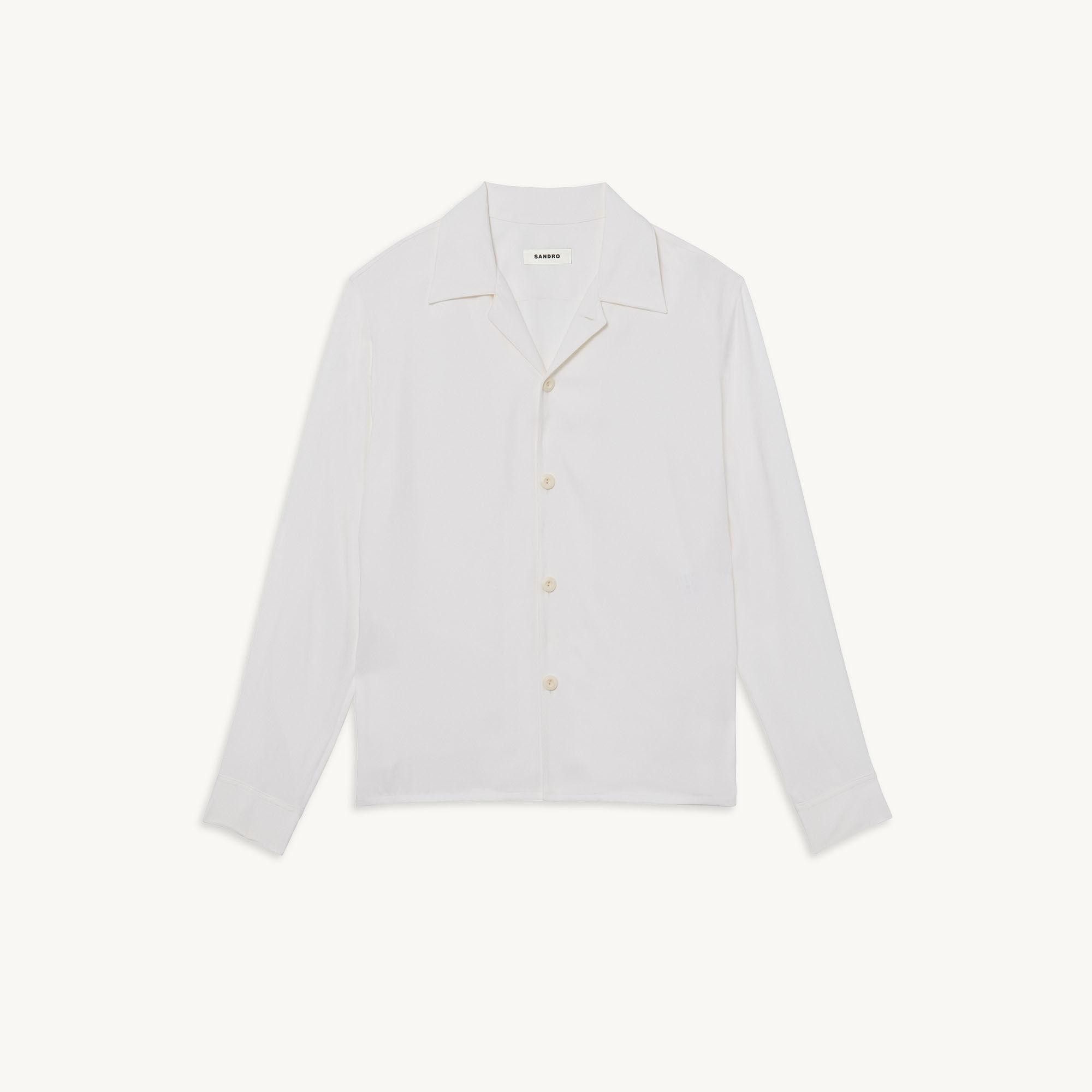 Sandro Sandro Floaty Viscose Shirt Cuban Camp Collar White Size US S / EU 44-46 / 1 - 3 Thumbnail