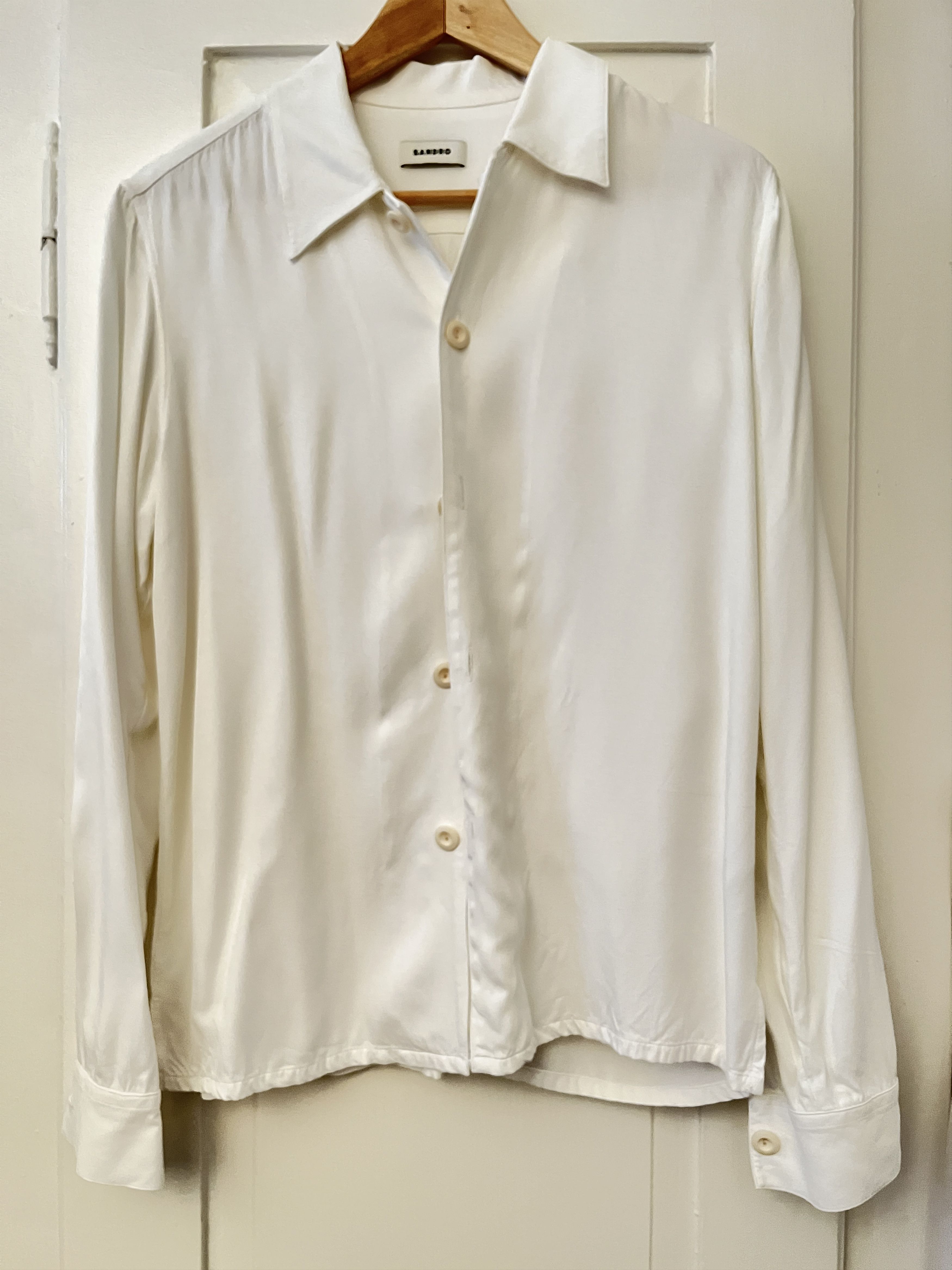 Sandro Sandro Floaty Viscose Shirt Cuban Camp Collar White Size US S / EU 44-46 / 1 - 7 Thumbnail