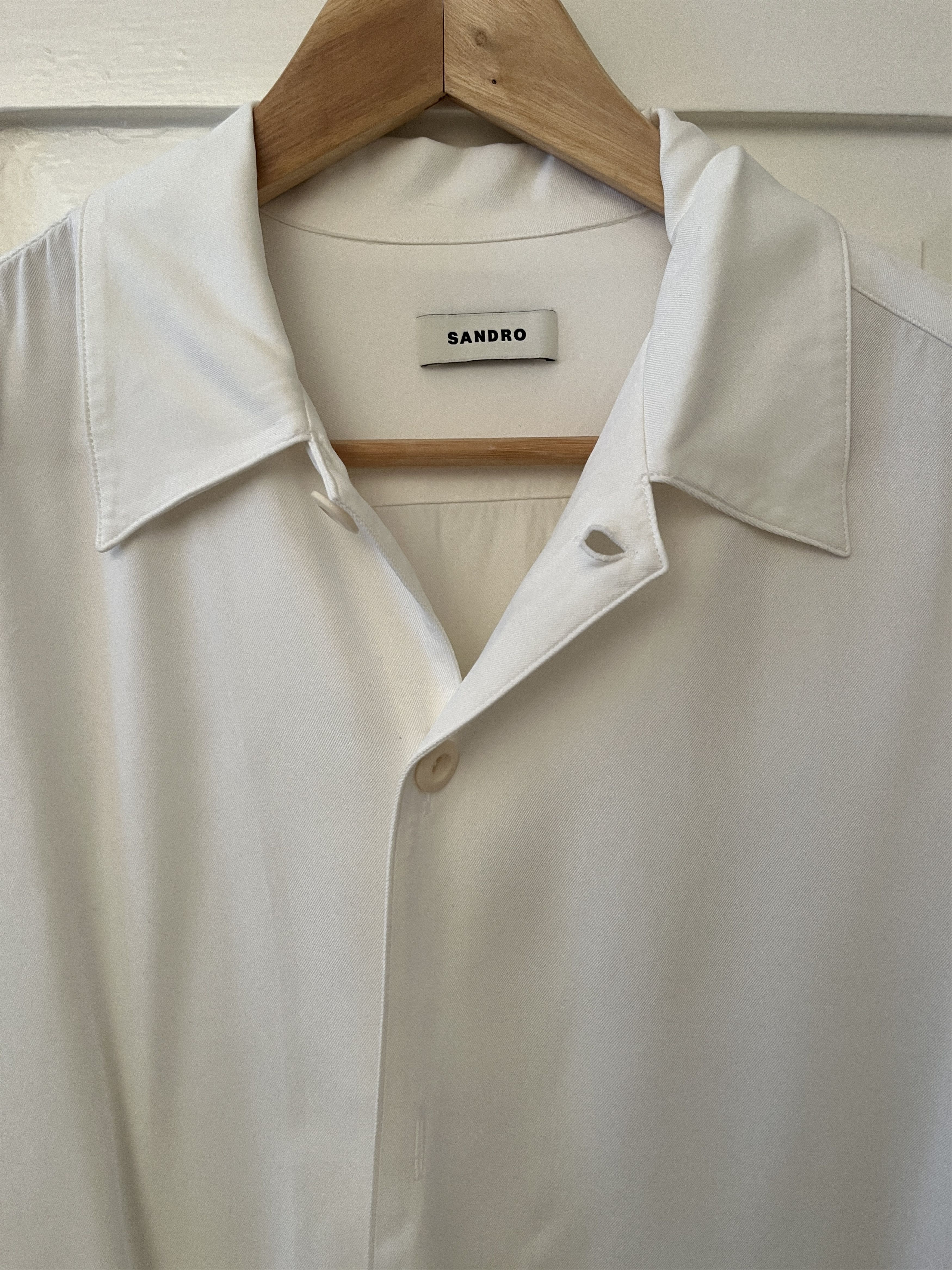 Sandro Sandro Floaty Viscose Shirt Cuban Camp Collar White Size US S / EU 44-46 / 1 - 8 Thumbnail
