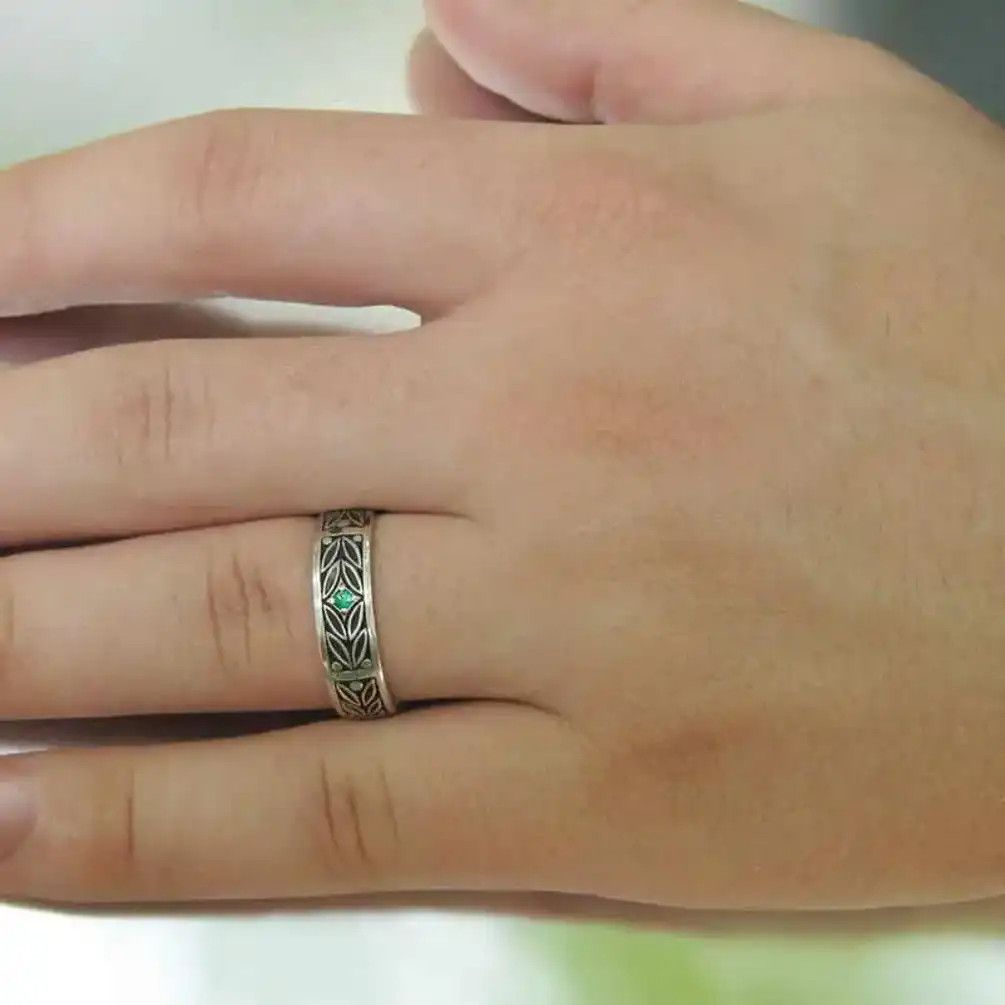 Handmade Tiny Green Cubic Zirconia Ring (Size 6-10) Size ONE SIZE - 4 Thumbnail