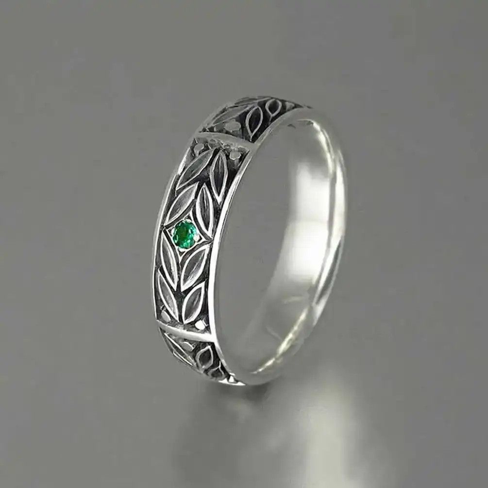 Handmade Tiny Green Cubic Zirconia Ring (Size 6-10) Size ONE SIZE - 1 Thumbnail