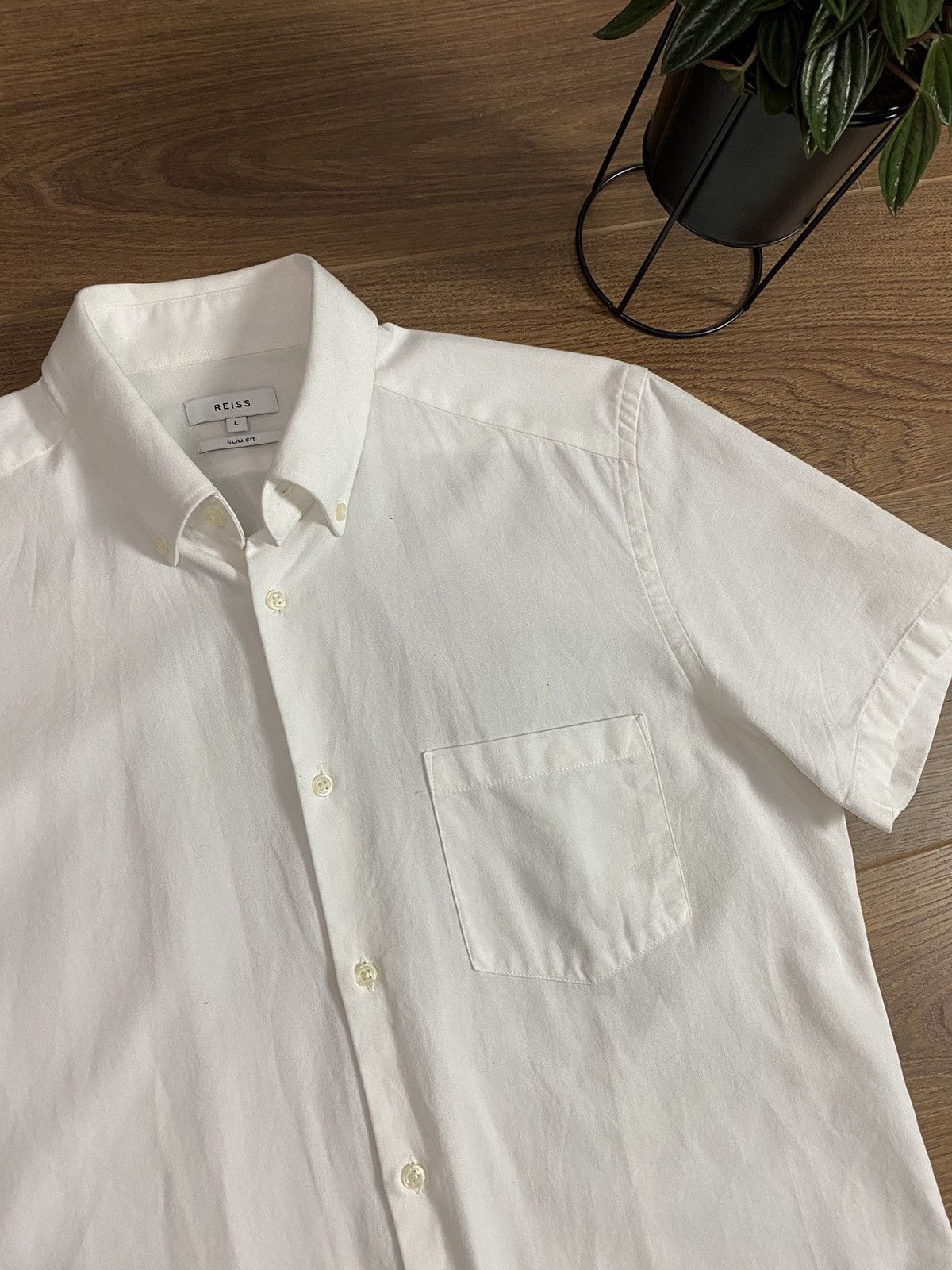 Reiss Reiss White Slim Fit Short Sleeve Shirt Size US M / EU 48-50 / 2 - 4 Thumbnail