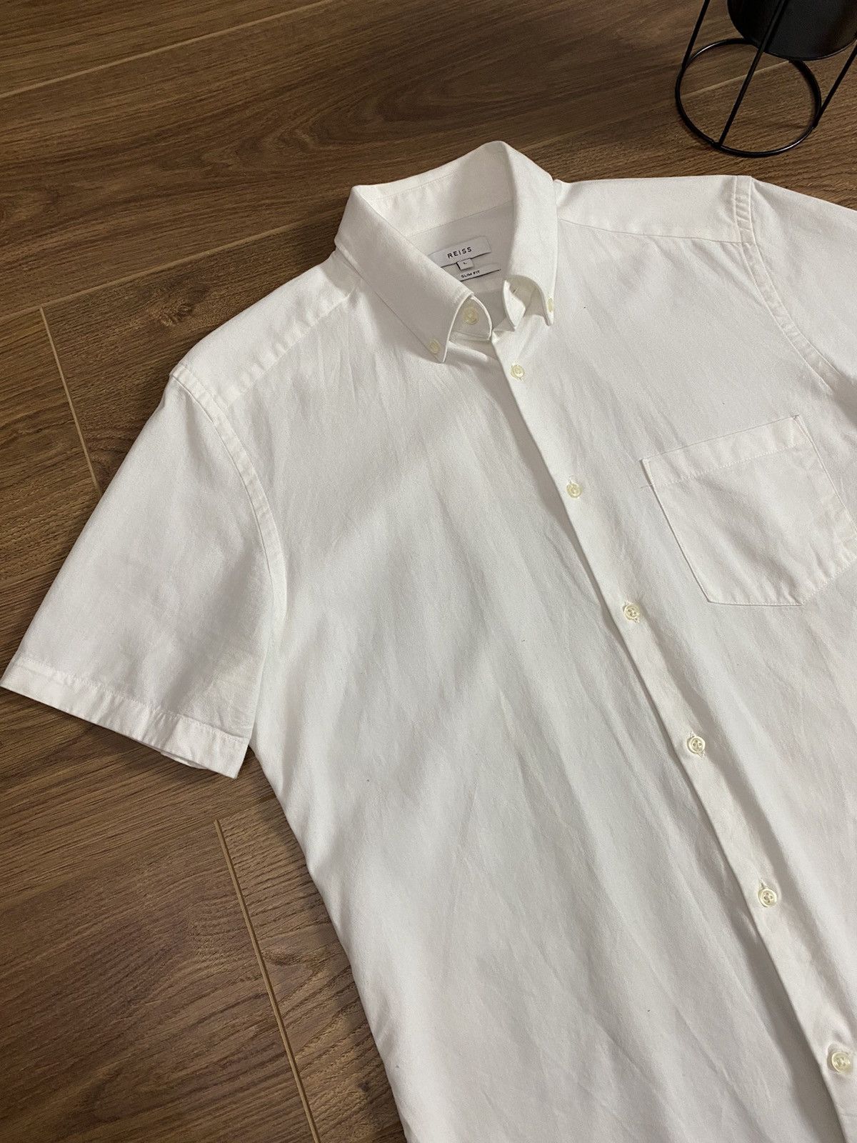 Reiss Reiss White Slim Fit Short Sleeve Shirt Size US M / EU 48-50 / 2 - 2 Thumbnail