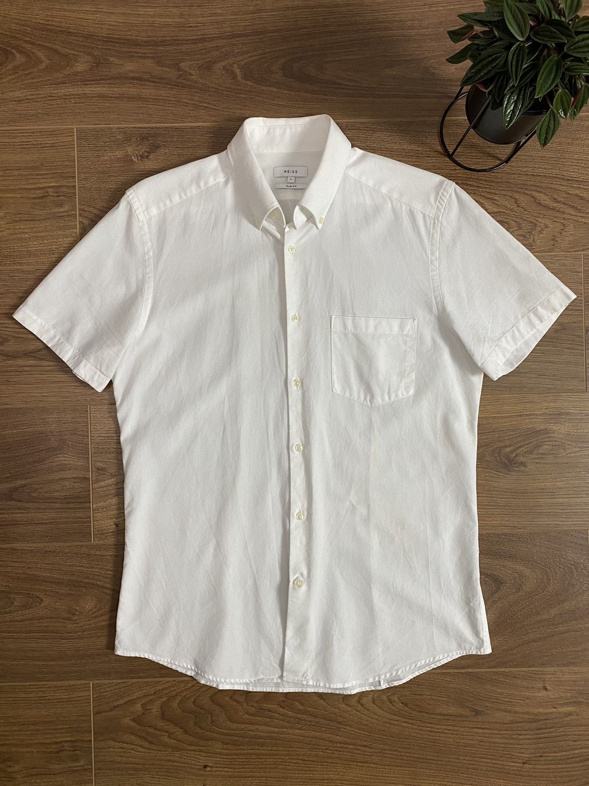 Reiss Reiss White Slim Fit Short Sleeve Shirt Size US M / EU 48-50 / 2 - 1 Thumbnail