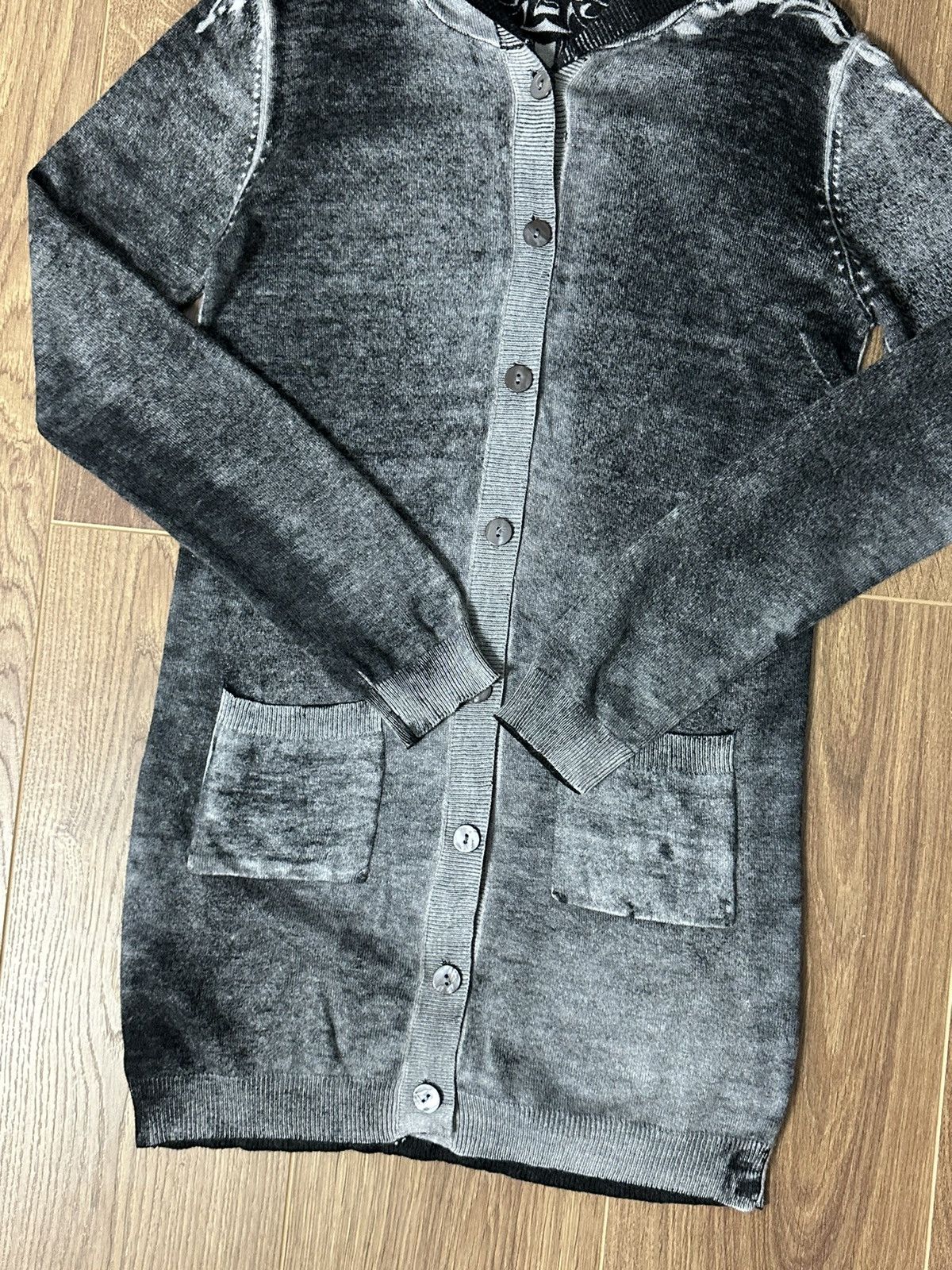 Japanese Brand × Vintage Cop Copine Aztec Tattoo Print Washed Grey Long Cardigan Size M / US 6-8 / IT 42-44 - 2 Thumbnail