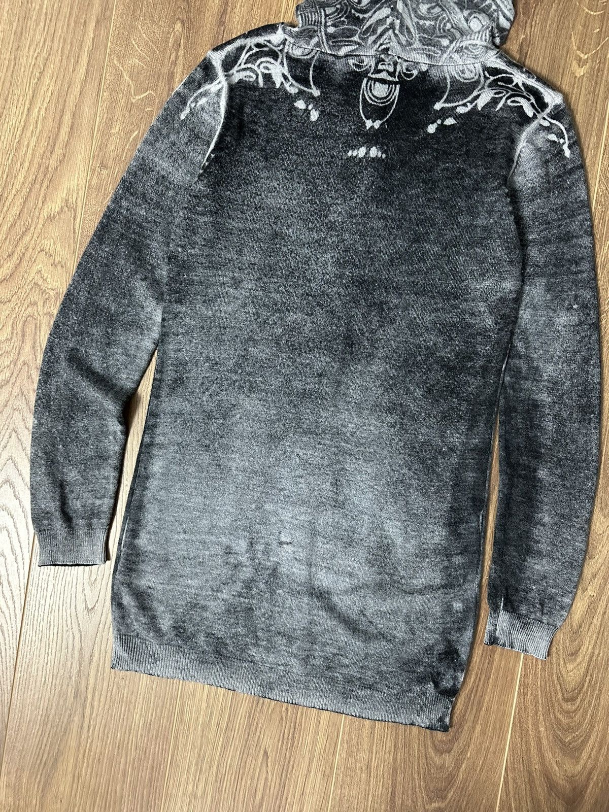 Japanese Brand × Vintage Cop Copine Aztec Tattoo Print Washed Grey Long Cardigan Size M / US 6-8 / IT 42-44 - 7 Thumbnail
