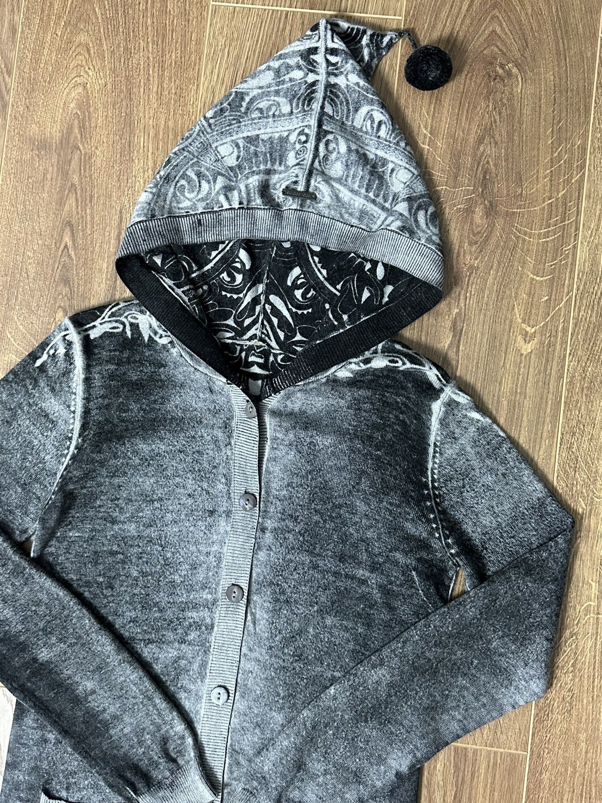 Japanese Brand × Vintage Cop Copine Aztec Tattoo Print Washed Grey Long Cardigan Size M / US 6-8 / IT 42-44 - 3 Thumbnail