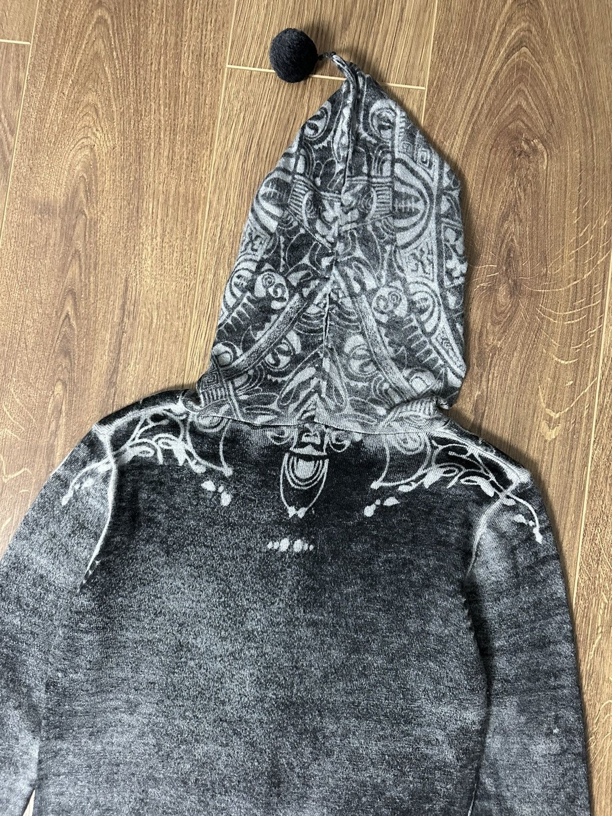 Japanese Brand × Vintage Cop Copine Aztec Tattoo Print Washed Grey Long Cardigan Size M / US 6-8 / IT 42-44 - 8 Thumbnail