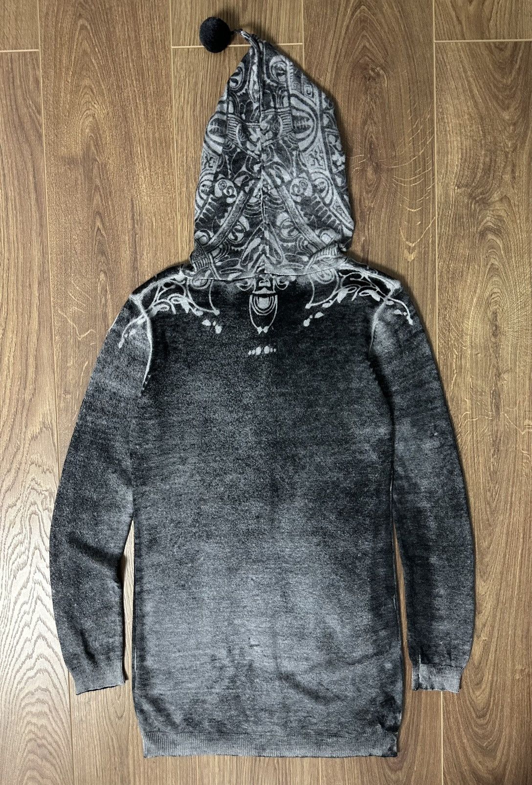 Japanese Brand × Vintage Cop Copine Aztec Tattoo Print Washed Grey Long Cardigan Size M / US 6-8 / IT 42-44 - 6 Thumbnail