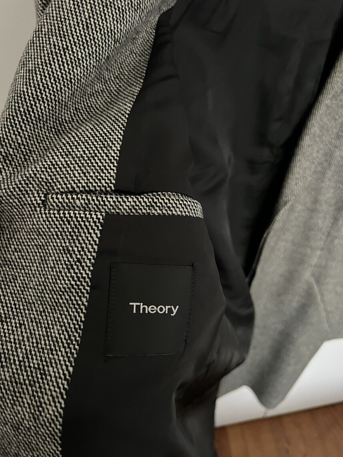 Theory $795 Theory - Delancey Wool Black XXL Top Coat Herringbone Size US XXL / EU 58 / 5 - 3 Thumbnail