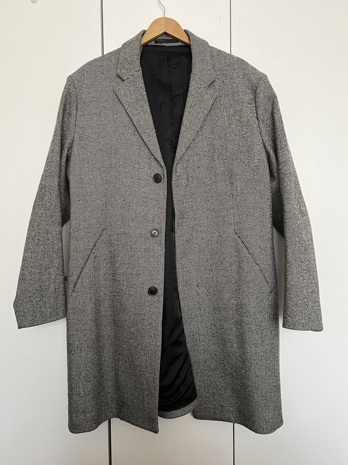 Theory $795 Theory - Delancey Wool Black XXL Top Coat Herringbone Size US XXL / EU 58 / 5 - 7 Thumbnail