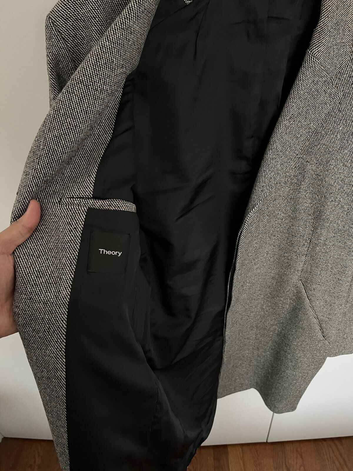 Theory $795 Theory - Delancey Wool Black XXL Top Coat Herringbone Size US XXL / EU 58 / 5 - 8 Thumbnail