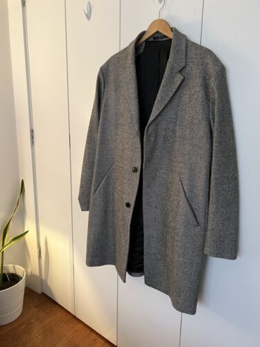 Theory $795 Theory - Delancey Wool Black XXL Top Coat Herringbone Size US XXL / EU 58 / 5 - 2 Thumbnail