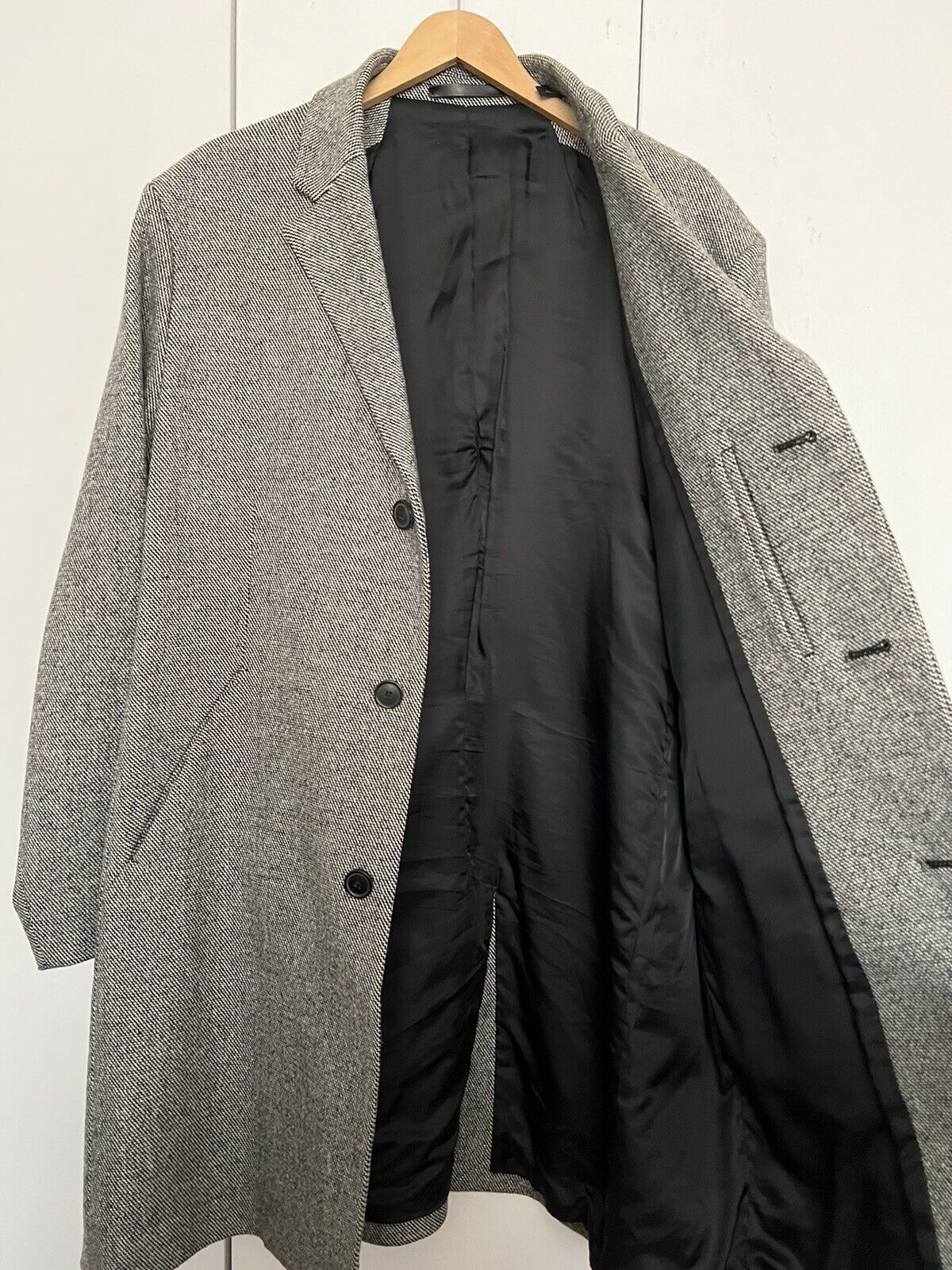 Theory $795 Theory - Delancey Wool Black XXL Top Coat Herringbone Size US XXL / EU 58 / 5 - 12 Thumbnail