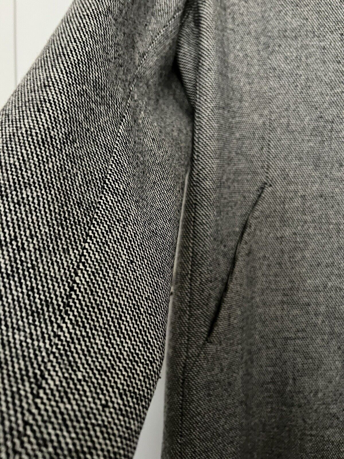 Theory $795 Theory - Delancey Wool Black XXL Top Coat Herringbone Size US XXL / EU 58 / 5 - 5 Thumbnail