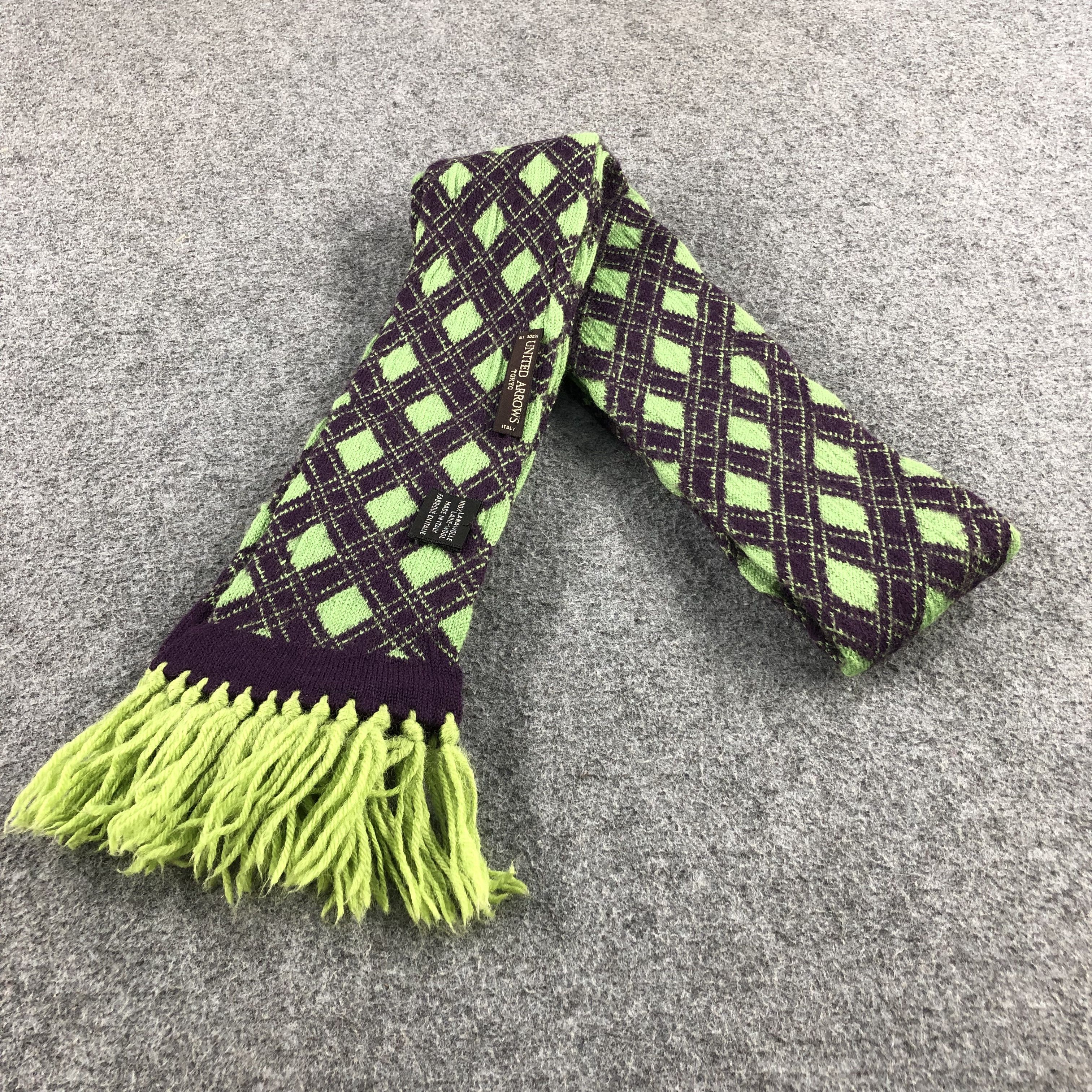 United Arrows United Arrows Argyle Wool Scarf Muffler V786 Size ONE SIZE - 3 Thumbnail