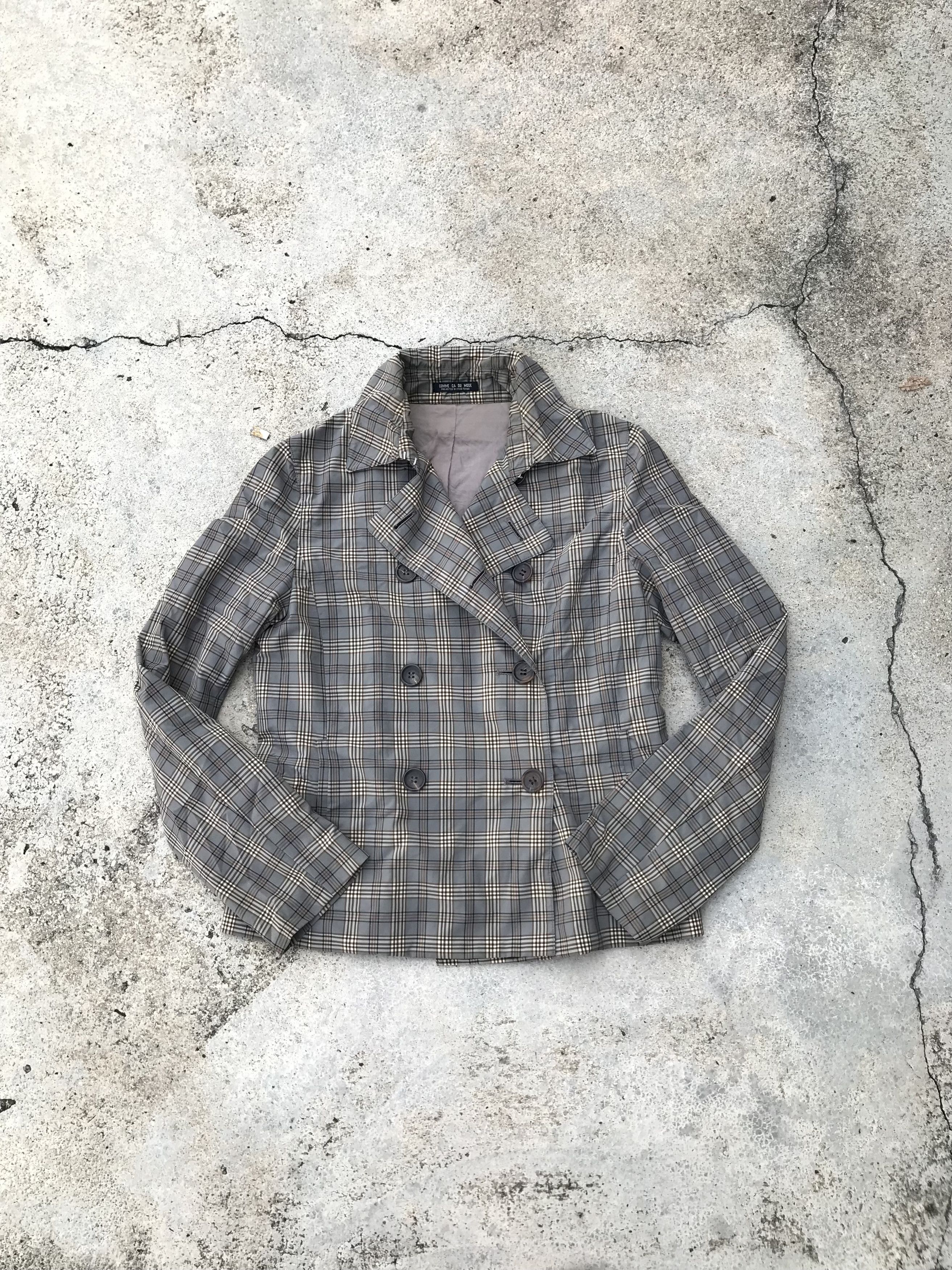 image of Comme Ca Ism x Vintage Comme Ca Double Breast Tartan Jacket in Grey, Men's (Size Small)