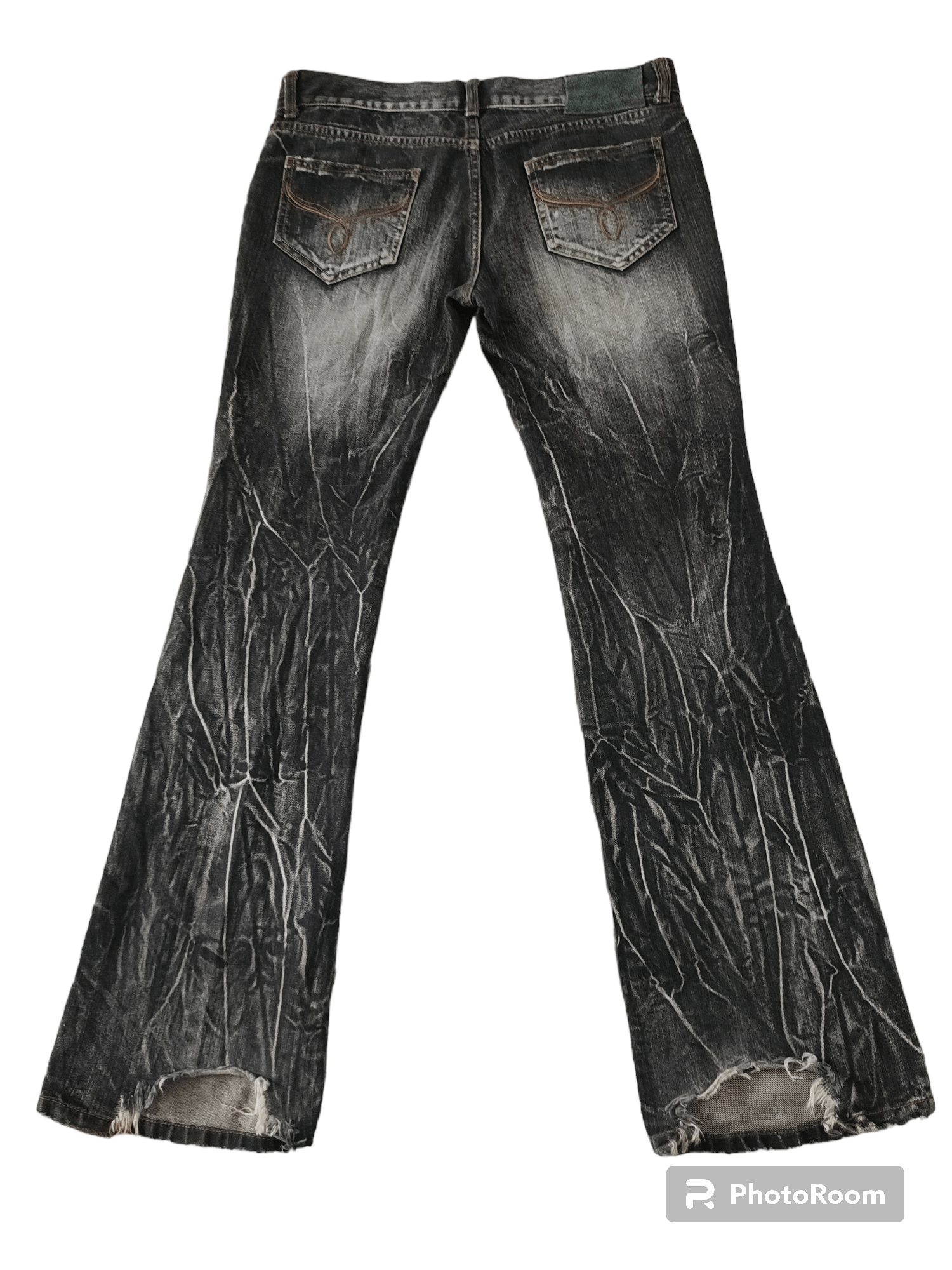 Japanese Brand × Tribal Streetwear Thunder Whiskers Low Rise Distressed Flare Jeans Size US 32 / EU 48 - 3 Thumbnail