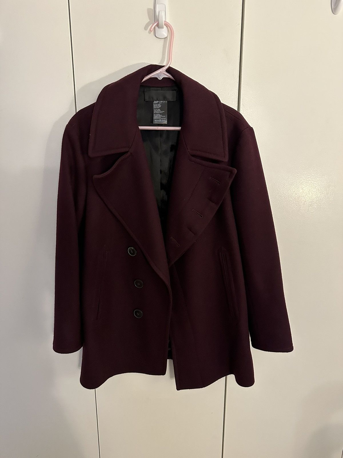 image of Haider Ackermann Fw17 Aubergine / Burgundy Wool Coat Jacket in Red, Men's (Size Medium)