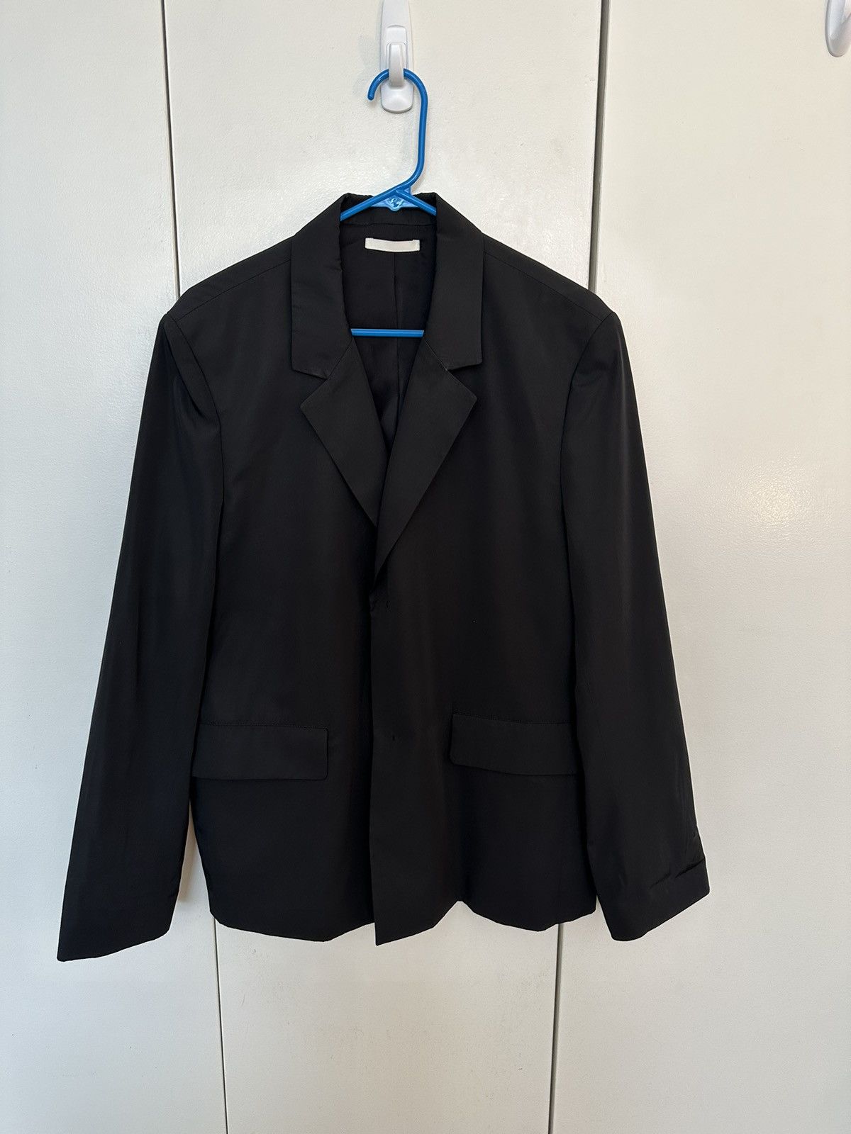 AMOMENTO Black Tailored Technical Nylon Blazer Size US M / EU 48-50 / 2 - 1 Thumbnail
