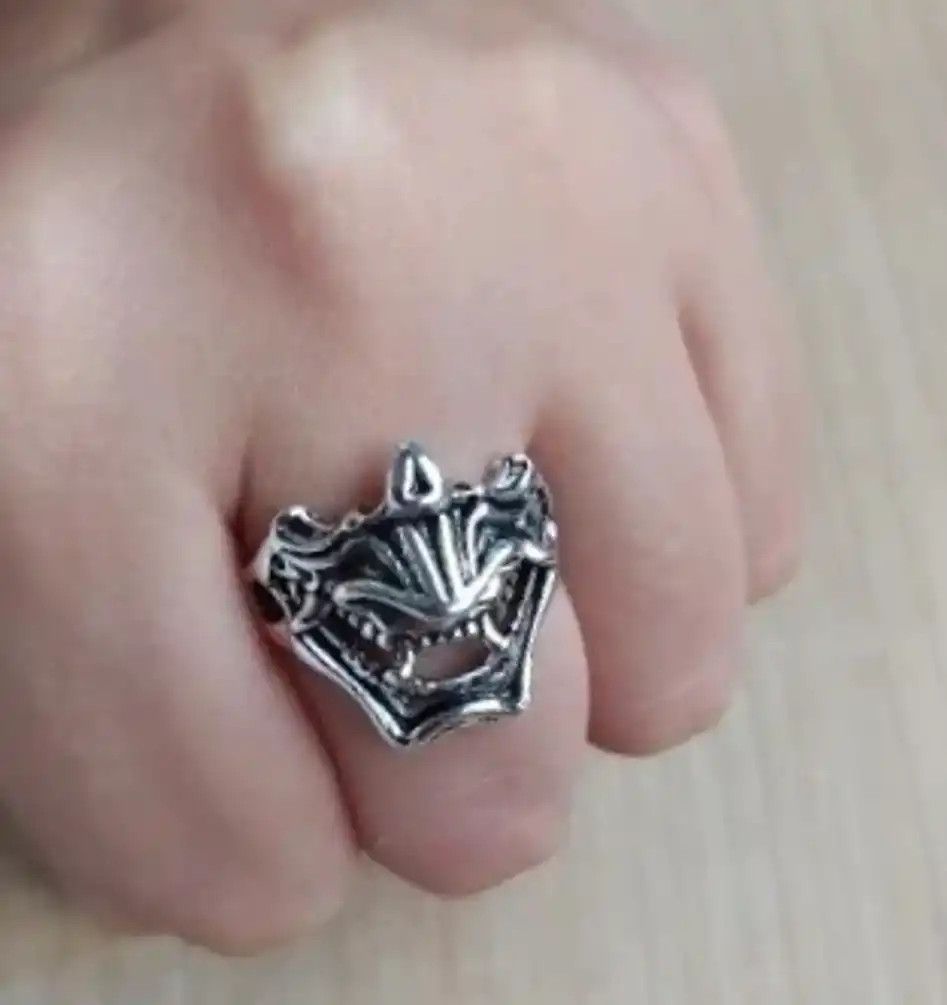 Jewelry Samurai Ring Japanese Demon Goth Punk Rock Jewelry Chrome Size ONE SIZE - 4 Thumbnail