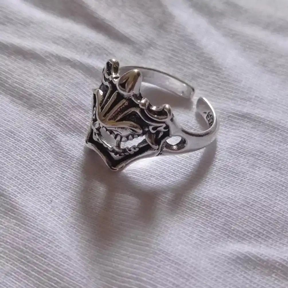 Jewelry Samurai Ring Japanese Demon Goth Punk Rock Jewelry Chrome Size ONE SIZE - 3 Thumbnail