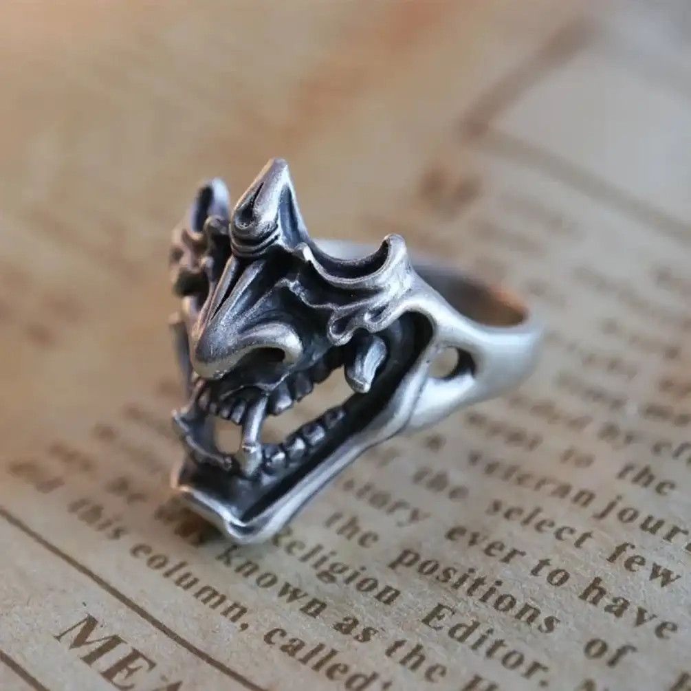 Jewelry Samurai Ring Japanese Demon Goth Punk Rock Jewelry Chrome Size ONE SIZE - 1 Thumbnail