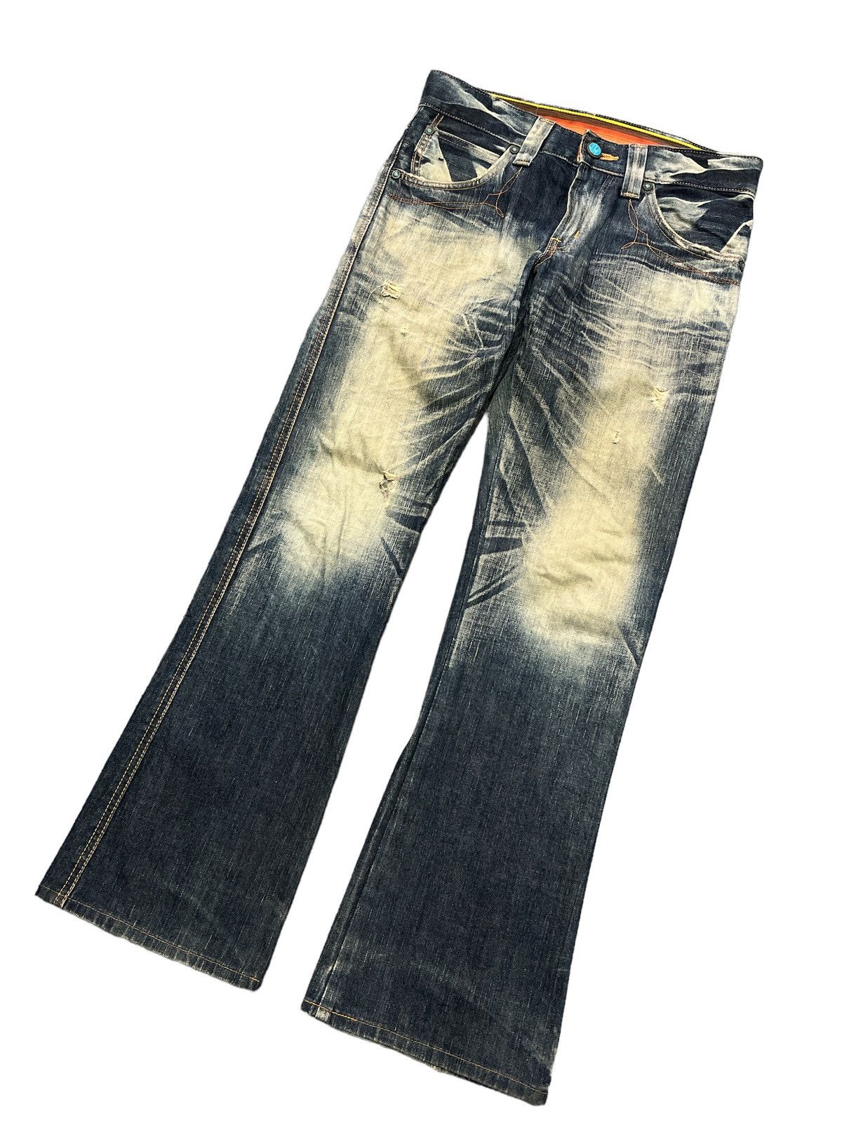 Japanese Brand RUSTY🔥EDWIN BLUE TRIP THRASHED RIPPED DENIM PANT Size US 29 - 4 Thumbnail