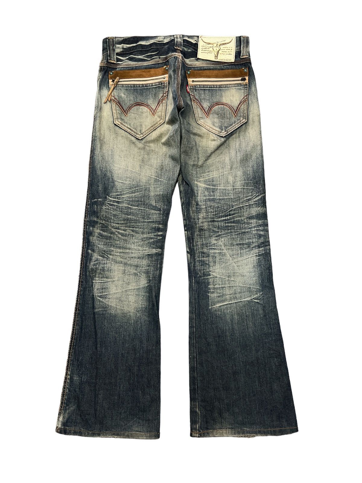 Japanese Brand RUSTY🔥EDWIN BLUE TRIP THRASHED RIPPED DENIM PANT Size US 29 - 6 Thumbnail