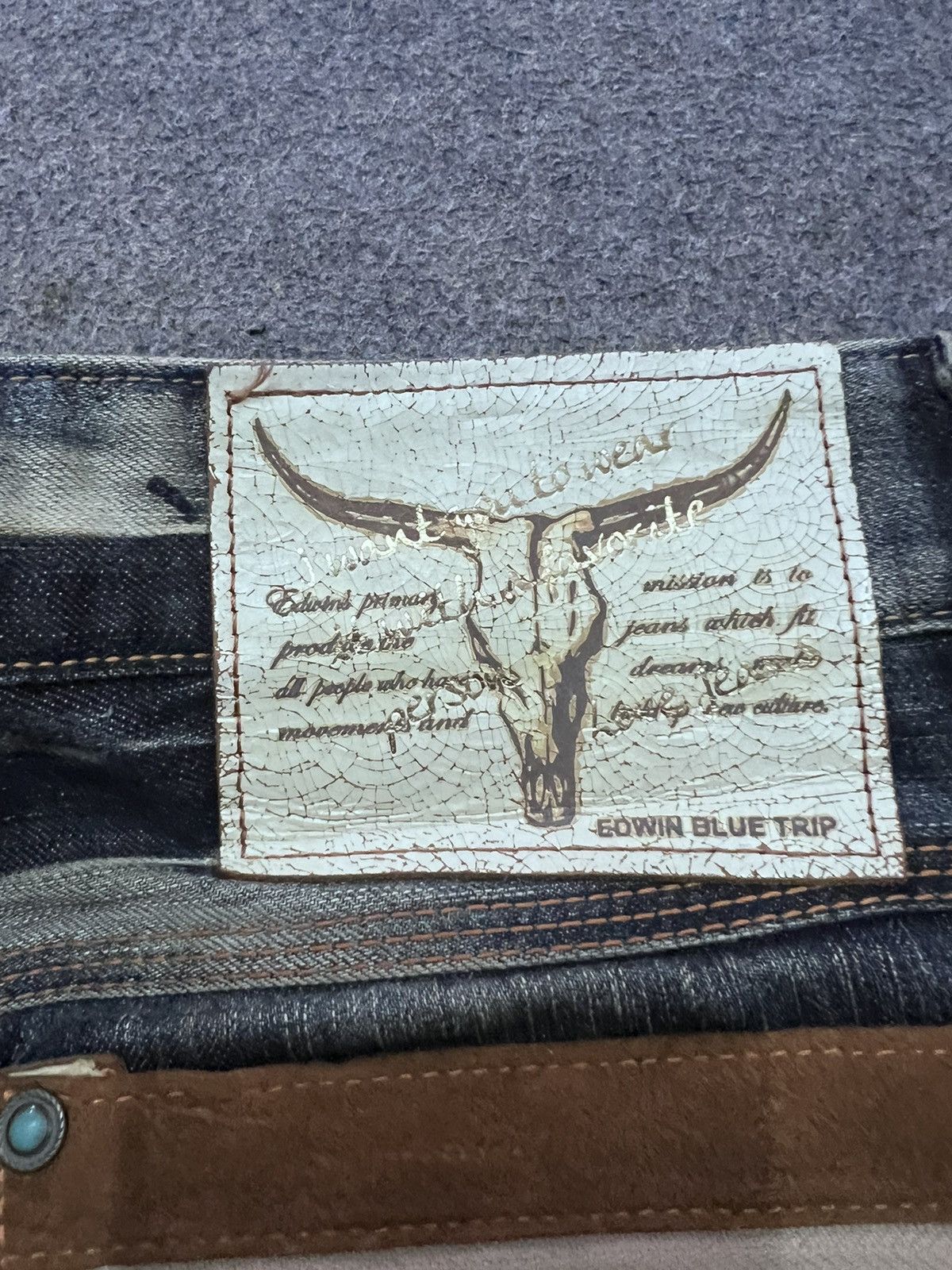 Japanese Brand RUSTY🔥EDWIN BLUE TRIP THRASHED RIPPED DENIM PANT Size US 29 - 7 Thumbnail