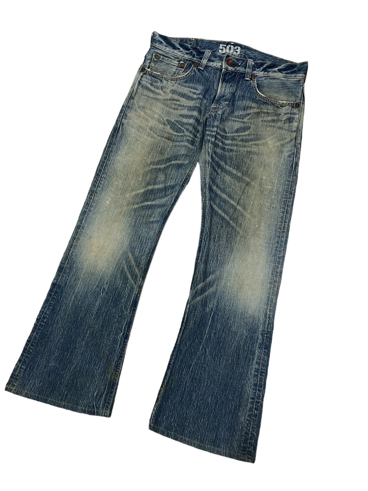 If Six Was Nine FLARED💥EDWIN 503 DISTRESSED DENIM PANT Size US 33 - 5 Thumbnail