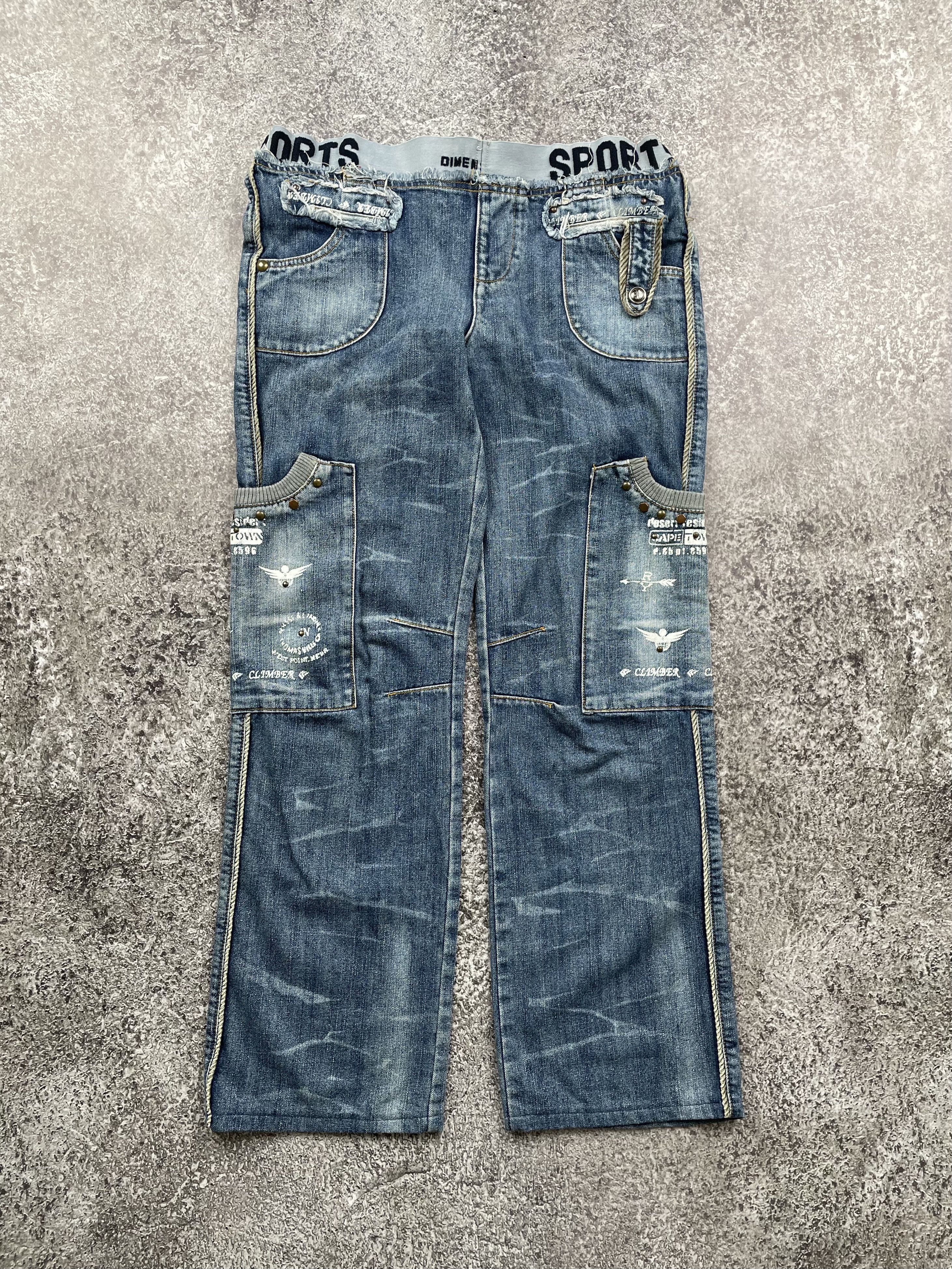 image of Archival Clothing x Avant Garde Cargo Faded Vintage Jeans in Blue, Men's (Size 32)