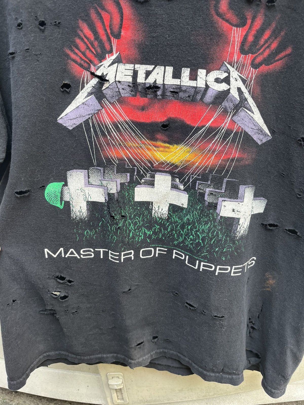 Japanese Brand × Vintage Vintage Metallica “Master Of Puppets” Distressed Welders tee Size US L / EU 52-54 / 3 - 5 Thumbnail