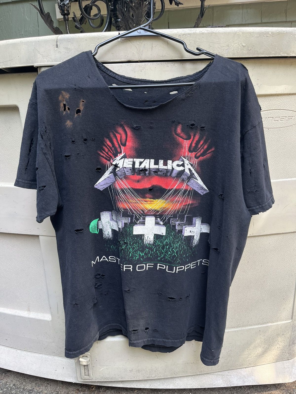 Japanese Brand × Vintage Vintage Metallica “Master Of Puppets” Distressed Welders tee Size US L / EU 52-54 / 3 - 2 Thumbnail