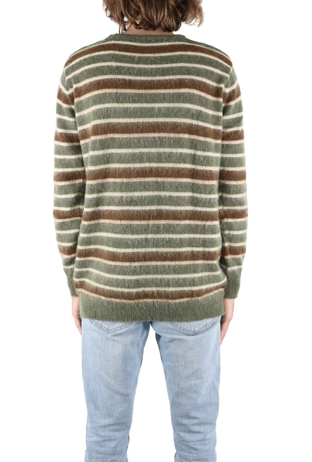 Vintage Striped Mohair Knit Sweater Forest Green Size US M / EU 48-50 / 2 - 2 Thumbnail