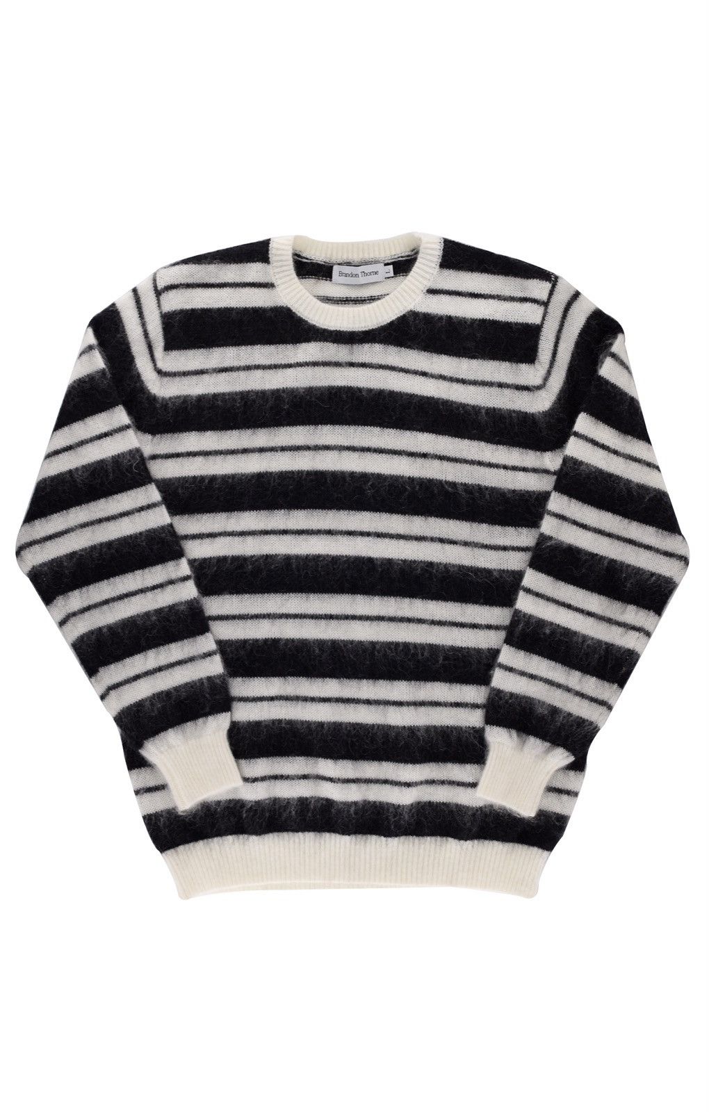 Vintage Striped Mohair Knit Sweater Black/White Size US L / EU 52-54 / 3 - 3 Thumbnail