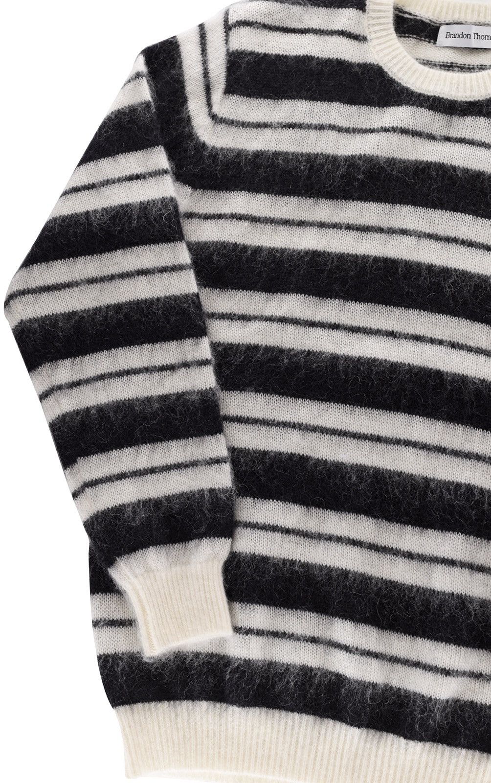 Vintage Striped Mohair Knit Sweater Black/White Size US L / EU 52-54 / 3 - 5 Thumbnail