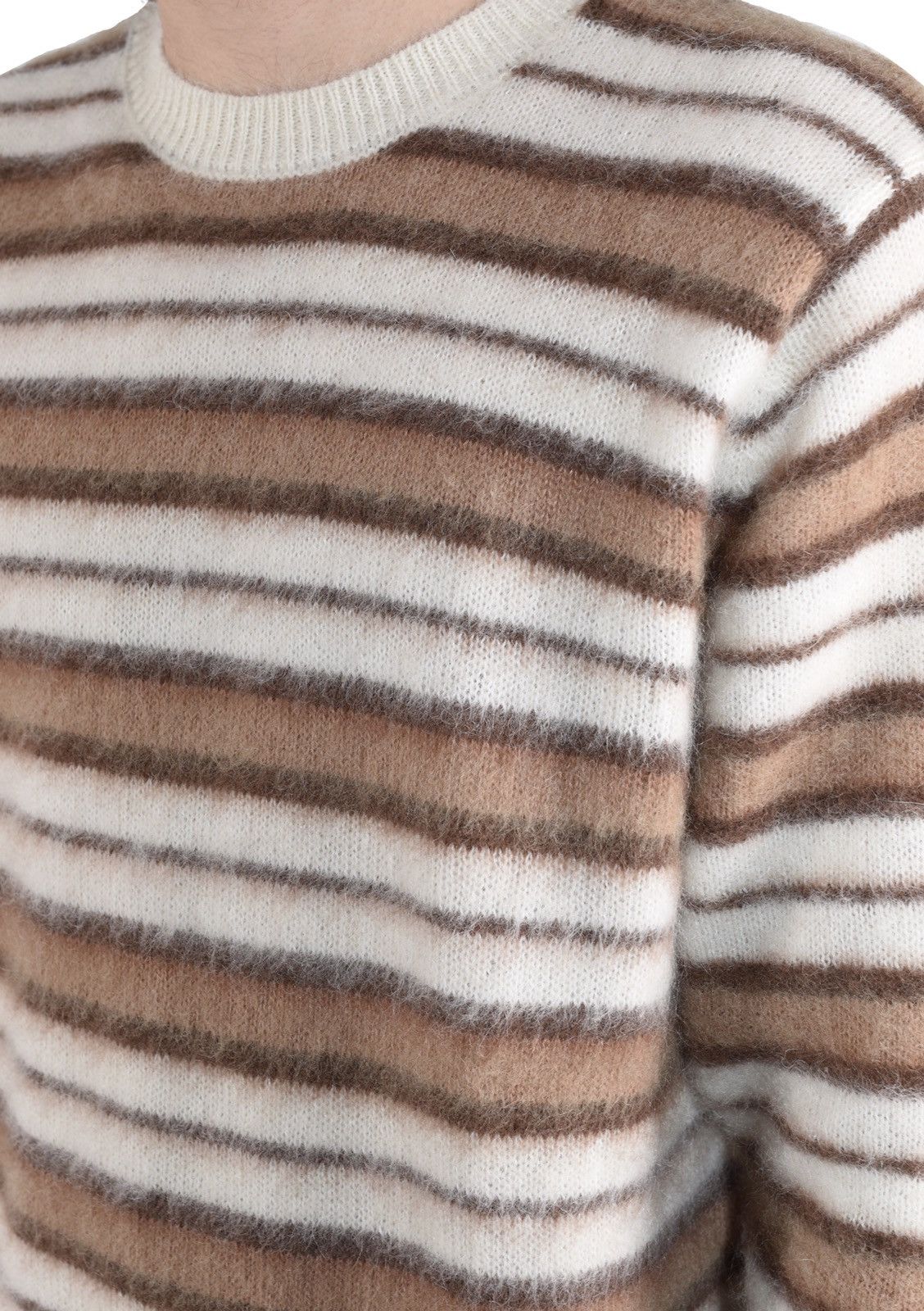 Vintage Striped Mohair Knit Sweater Mocha Size US XXL / EU 58 / 5 - 7 Thumbnail