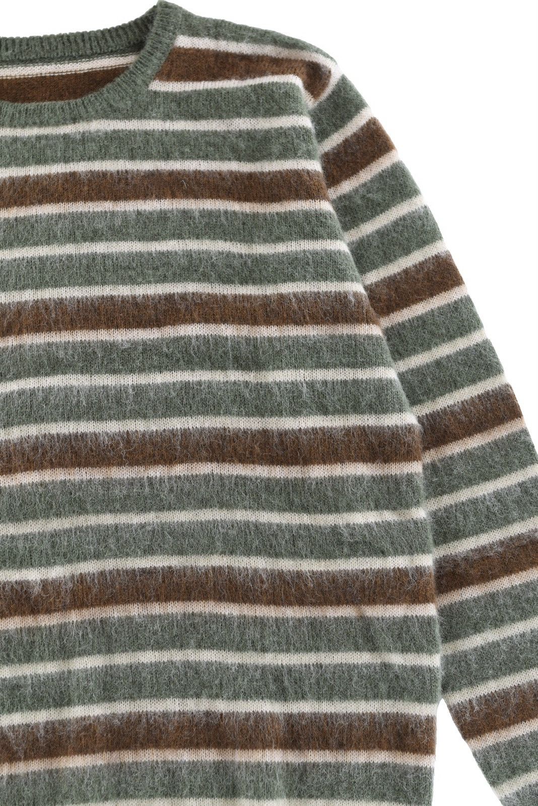 Vintage Striped Mohair Knit Sweater Forest Green Size US XL / EU 56 / 4 - 5 Thumbnail