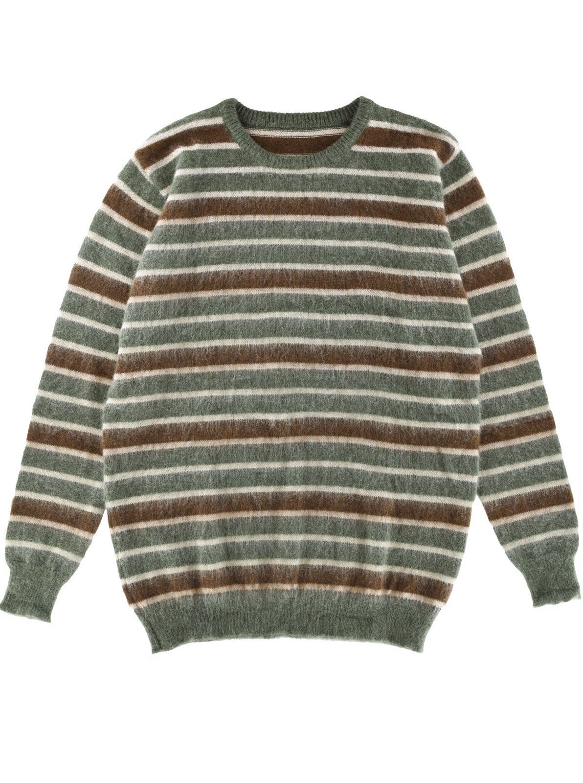 Vintage Striped Mohair Knit Sweater Forest Green Size US XL / EU 56 / 4 - 3 Thumbnail