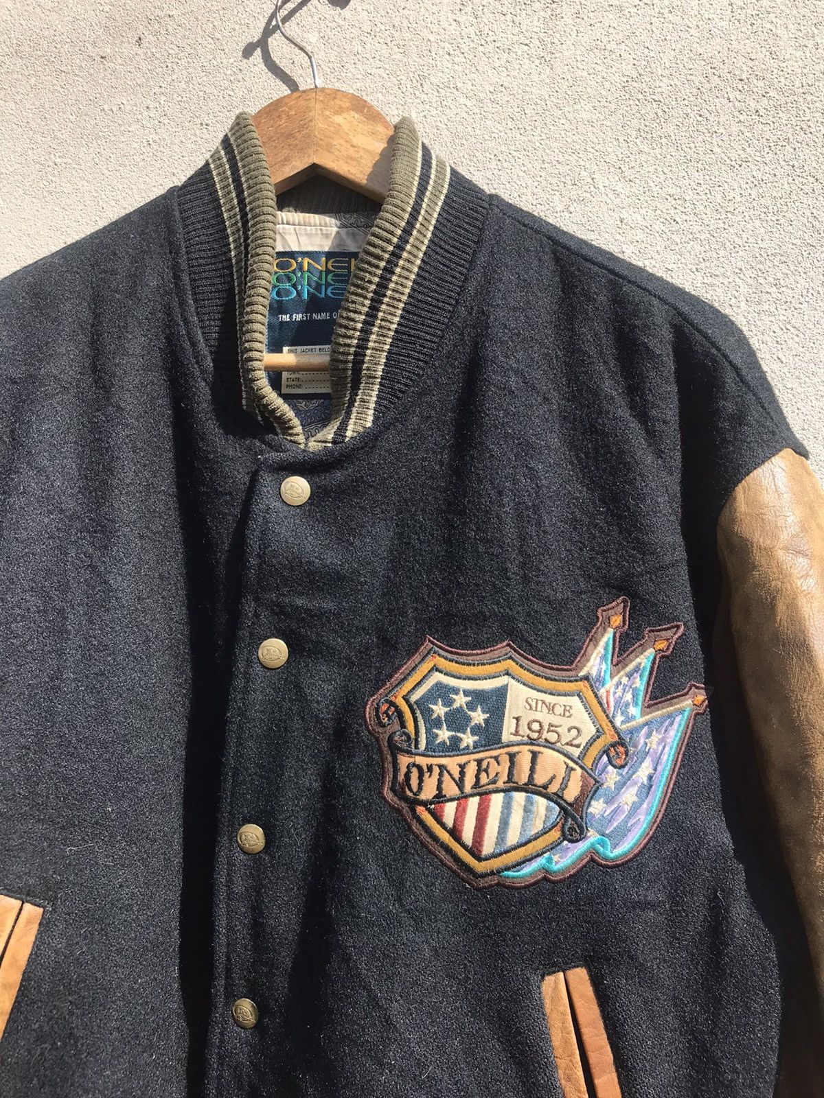 O'Neill RARE VINTAGE SANTA CRUZ O’NEILL VARSITY LEATHER SLEEVE JCKT Size US M / EU 48-50 / 2 - 9 Thumbnail