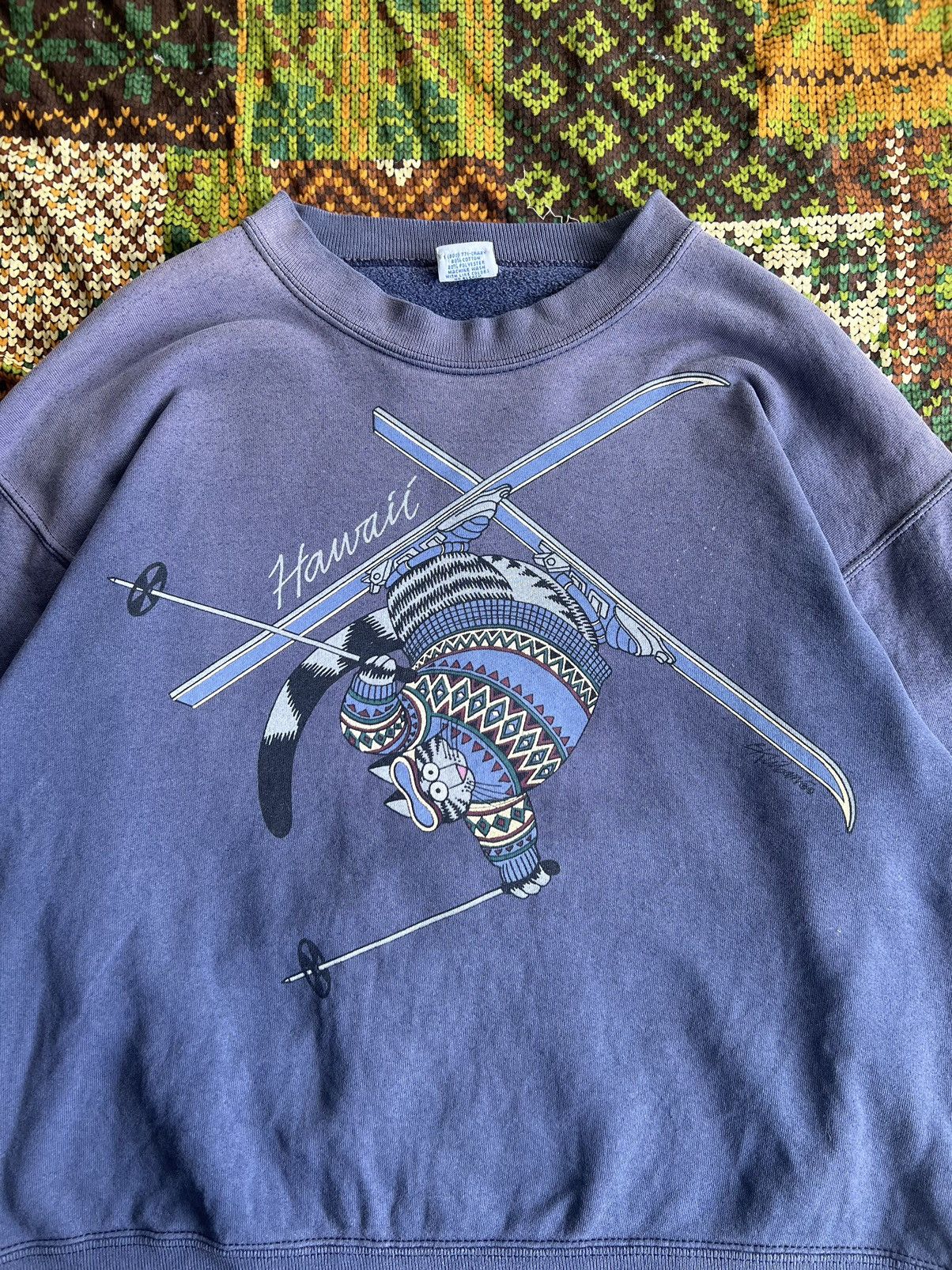 Vintage Vintage 90’s Crazy Shirts Hawaii Cat Ski Crewneck Size S / US 4 / IT 40 - 3 Thumbnail