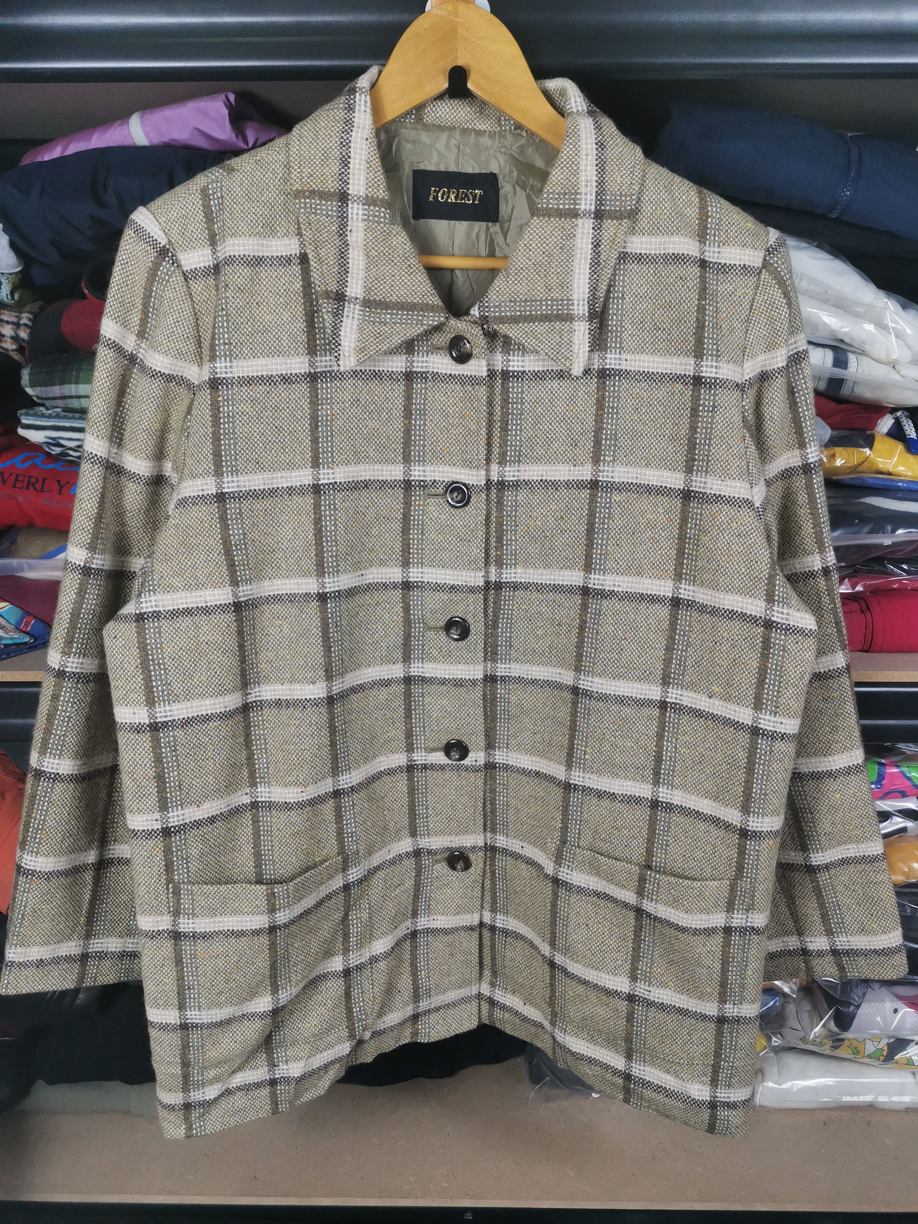 Japanese Brand Vintage Japanese Brand Forest Chekered Wool Chore Jacket Size US L / EU 52-54 / 3 - 1 Thumbnail