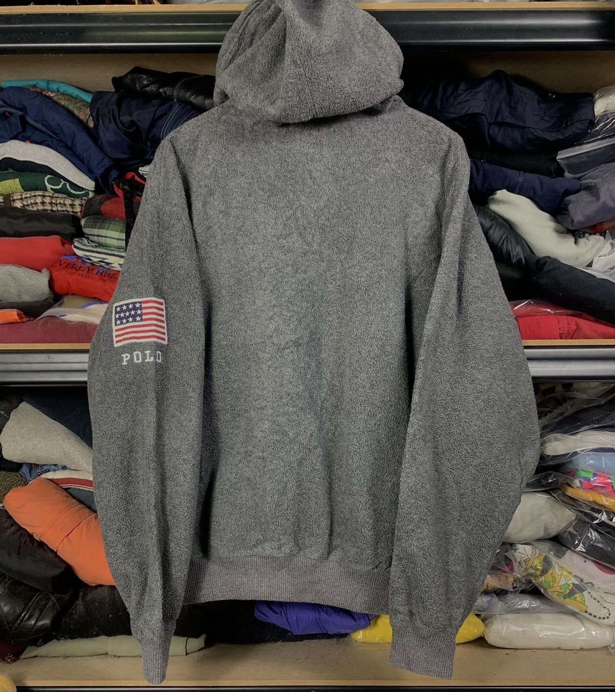 Polo Ralph Lauren Vintage 90s Polo Sport USA Sherpa Pullover Hoodie Size US L / EU 52-54 / 3 - 4 Thumbnail
