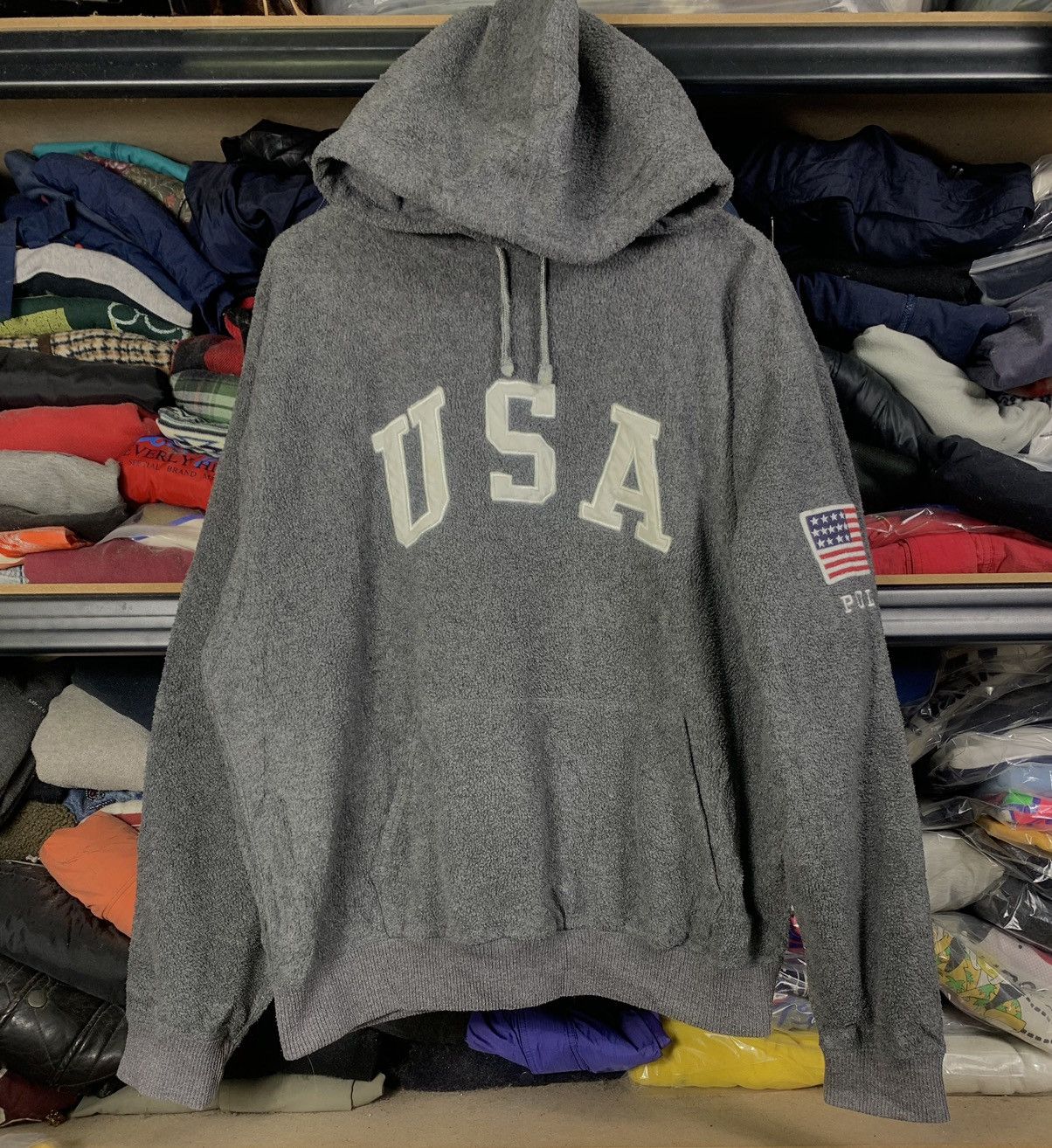 Polo Ralph Lauren Vintage 90s Polo Sport USA Sherpa Pullover Hoodie Size US L / EU 52-54 / 3 - 1 Thumbnail