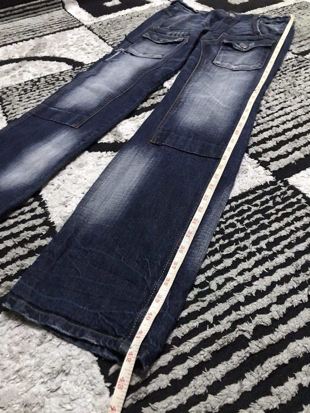 Hysteric Glamour 30x32 Black Back number double knee distressed jeans rare Size US 30 / EU 46 - 7 Thumbnail