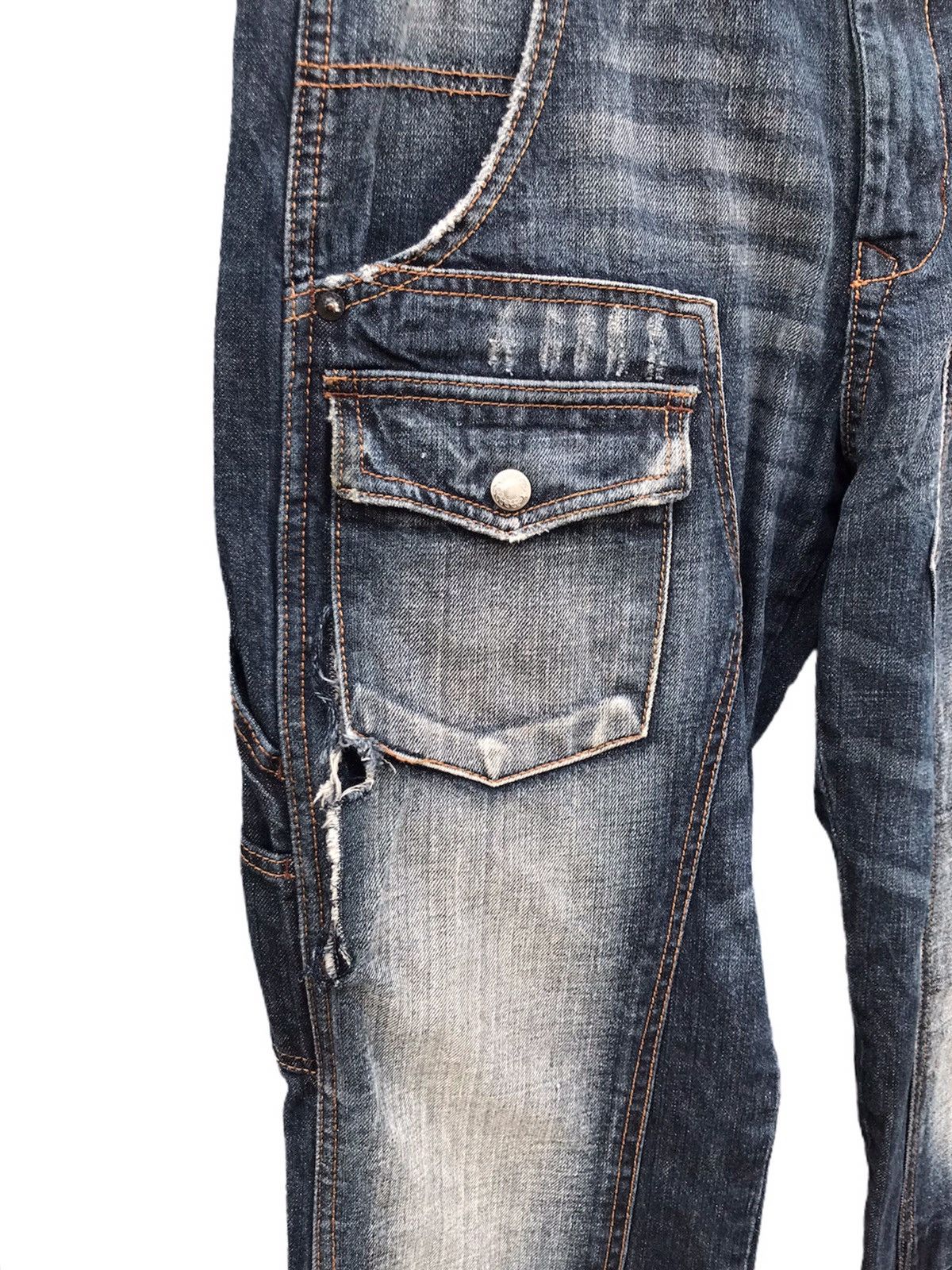 Hysteric Glamour 30x32 Black Back number double knee distressed jeans rare Size US 30 / EU 46 - 4 Thumbnail