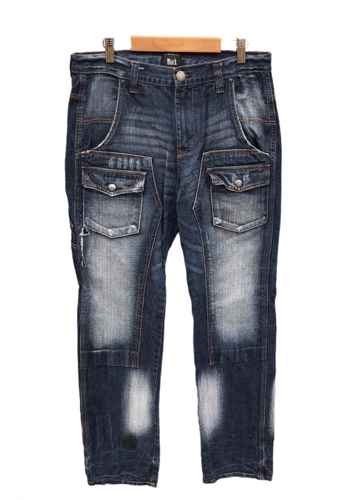 Hysteric Glamour 30x32 Black Back number double knee distressed jeans rare Size US 30 / EU 46 - 1 Thumbnail