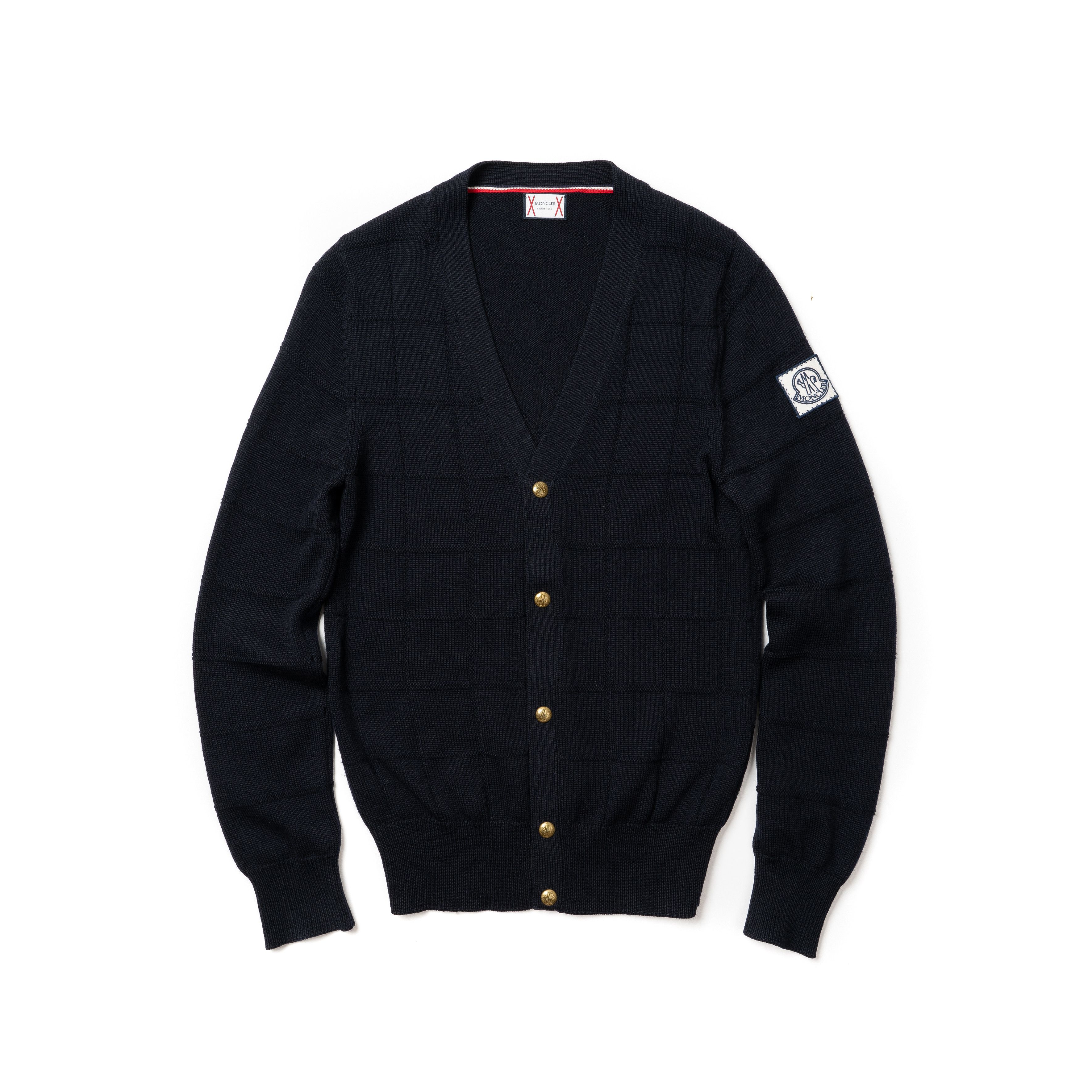 image of Moncler x Moncler Gamme Bleu Thom Browne Maglione Tricot Cardigan in Navy, Men's (Size Medium)
